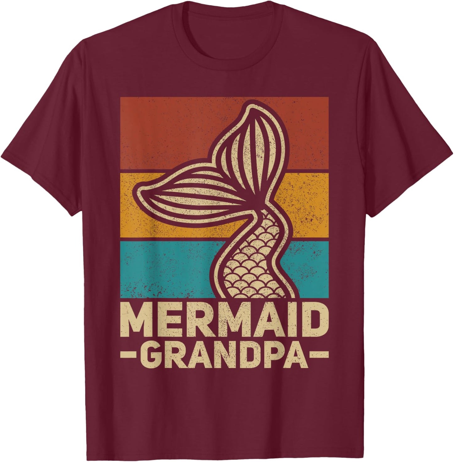 Mermaid Grandpa Mermaid Birthday Party Grandfather Outfit T-Shirt - T-Shirt | Maroon