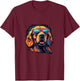 Vibrant Golden Retriever Wearing Sunglasses Black Light Art T-Shirt - T-Shirt | Maroon