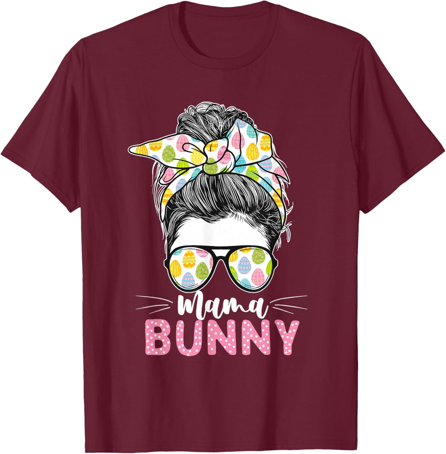 Mama Bunny - Leopard Sunglasses Easter Sunday Bunny T-Shirt - T-Shirt | Maroon
