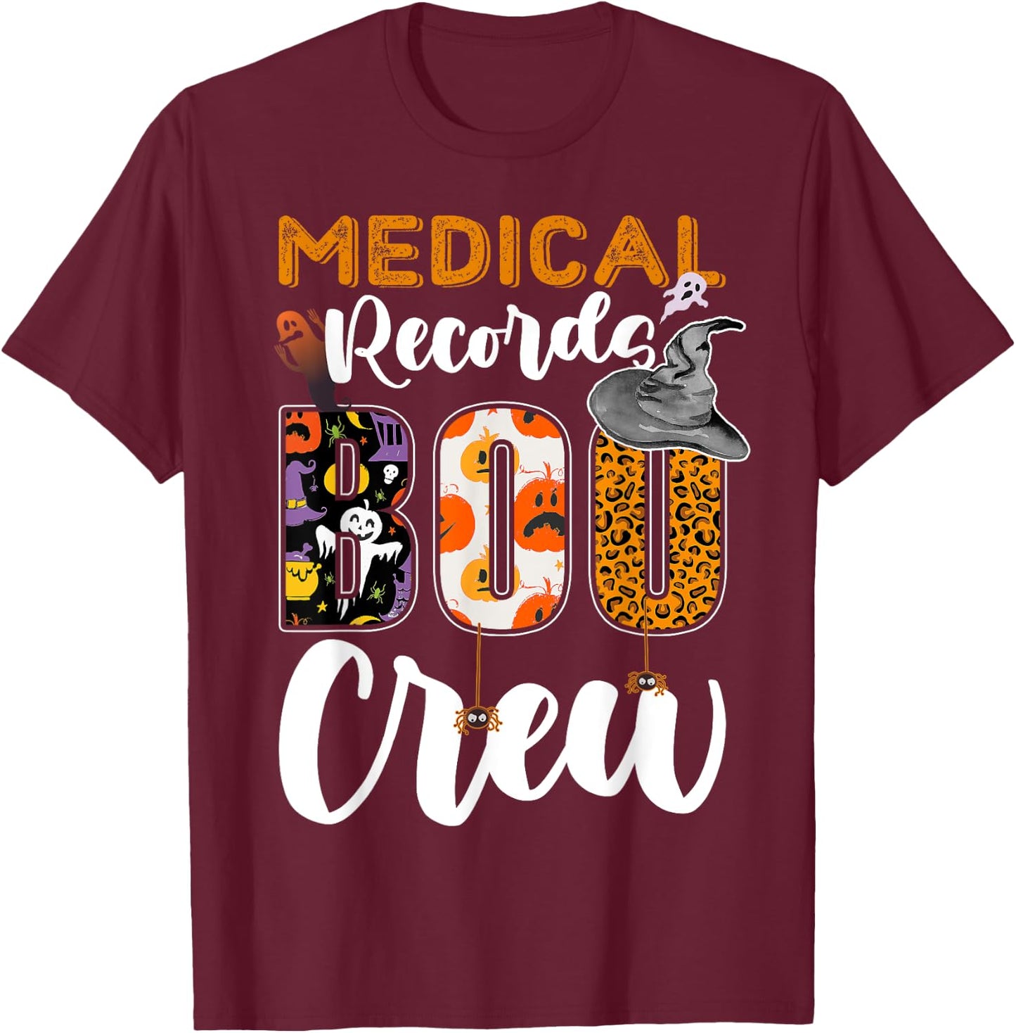 Medical Records Boo Crew Halloween Matching MRT T-Shirt - T-Shirt | Maroon