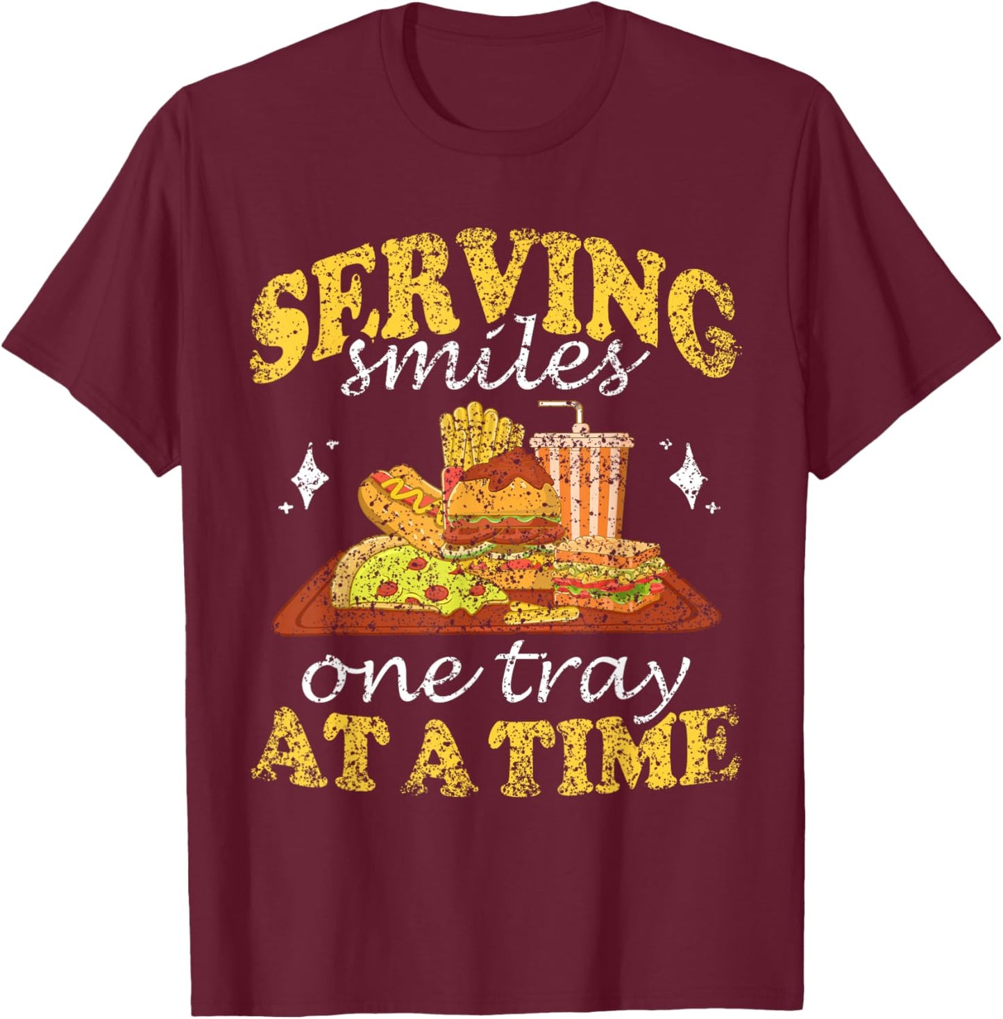 Serving Smiles One Tray At A Time Ladies Cafeteria Worker T-Shirt - T-Shirt | Maroon