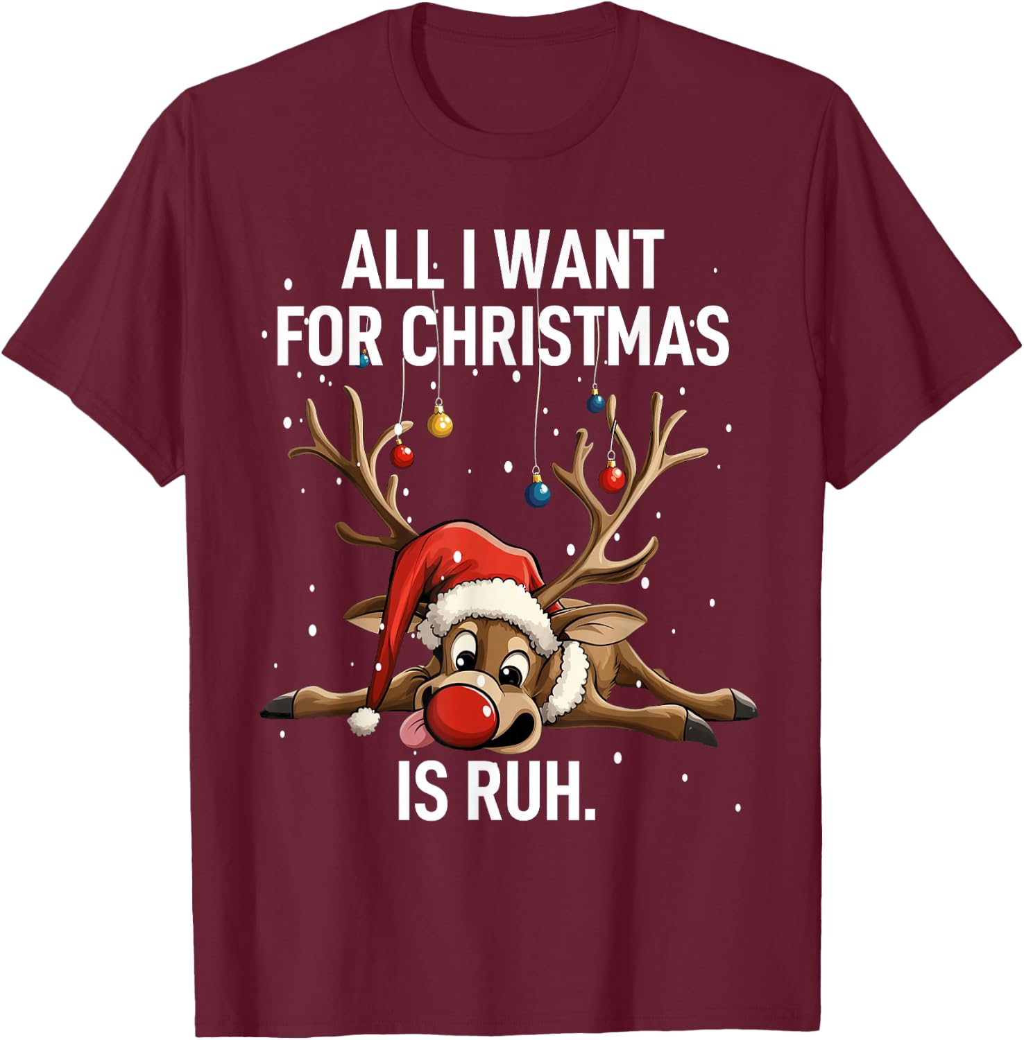 Christmas Shirt Men's Gifts Funny Reindeer , black T-Shirt - T-Shirt | Maroon
