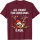 Christmas Shirt Men's Gifts Funny Reindeer , black T-Shirt - T-Shirt | Maroon