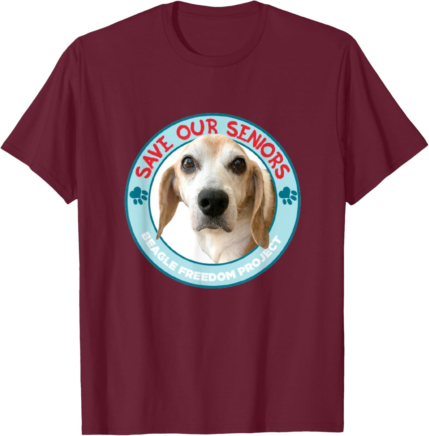 Beagle Freedom Project- Rescue Dogs- Save Our Seniors T-Shirt - T-Shirt | Maroon