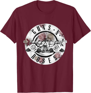 Guns N' Roses Floral Bullet Logo T-Shirt - T-Shirt | Maroon