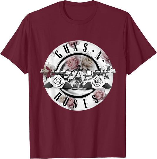 Guns N' Roses Floral Bullet Logo T-Shirt - T-Shirt | Maroon