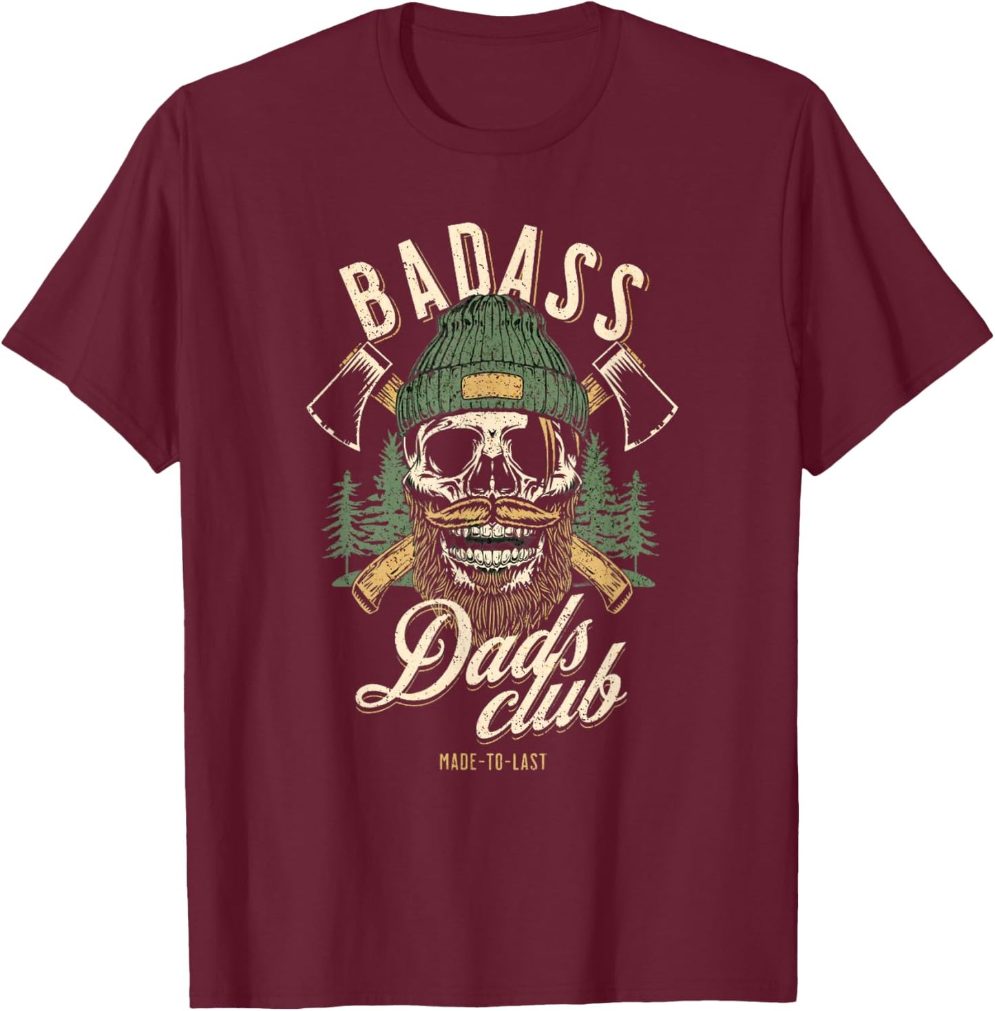 Badass Dads Club T Funny Birthday Stepdad T T-Shirt - T-Shirt | Maroon