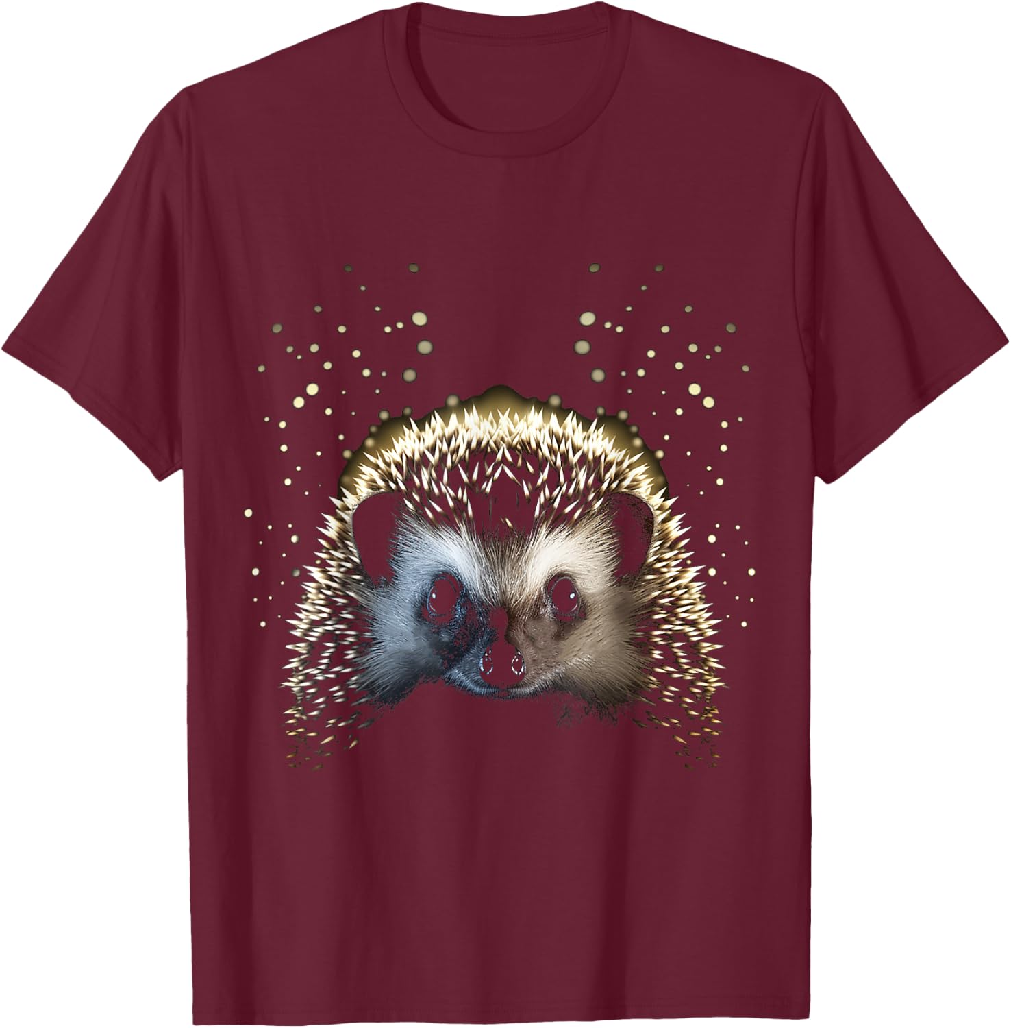 Hedgehog Animal Art Graphic Hedgehog , Black, S T-Shirt - T-Shirt | Maroon
