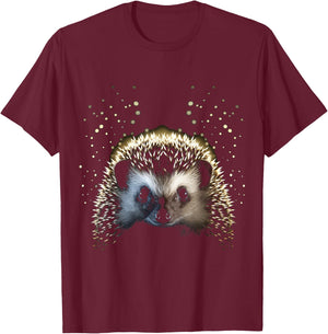 Hedgehog Animal Art Graphic Hedgehog , Black, S T-Shirt - T-Shirt | Maroon