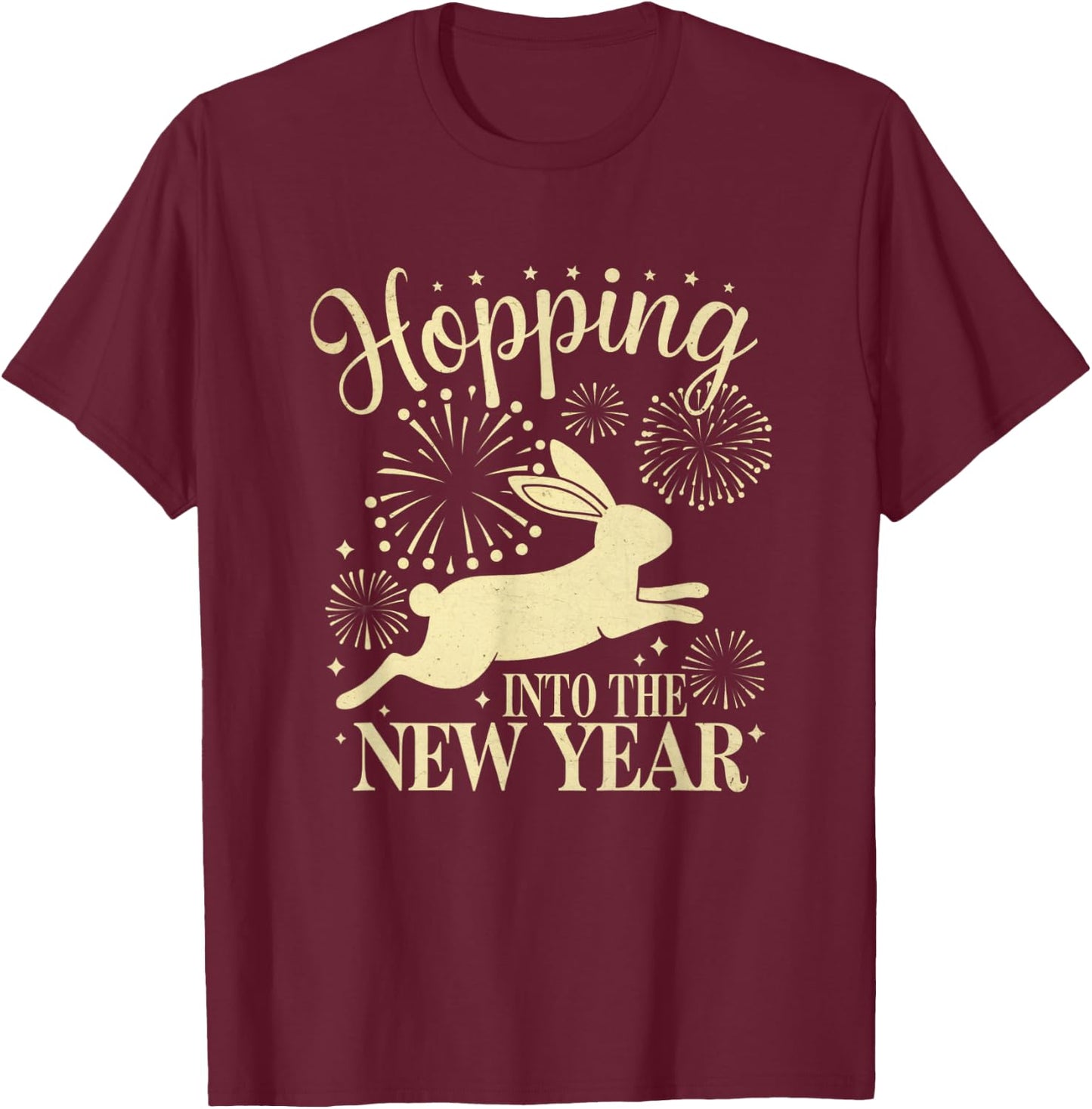 Hopping Into the New Year Festive Bunny Joy T-Shirt - T-Shirt | Maroon