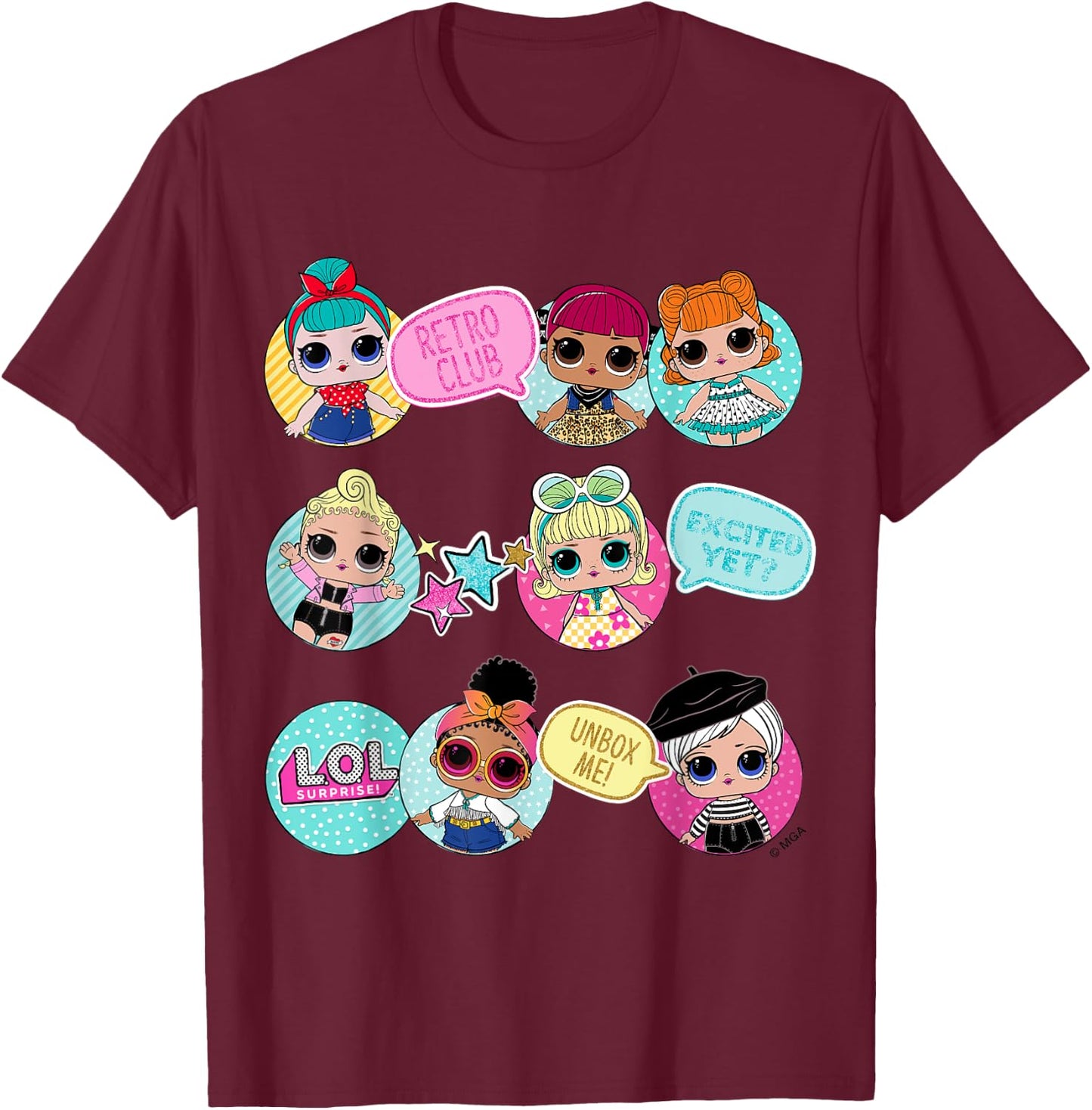 L.O.L. Surprise! Retro Club Aufgeregt, doch nicht? Unbox Me! , blue T-Shirt - T-Shirt | Maroon
