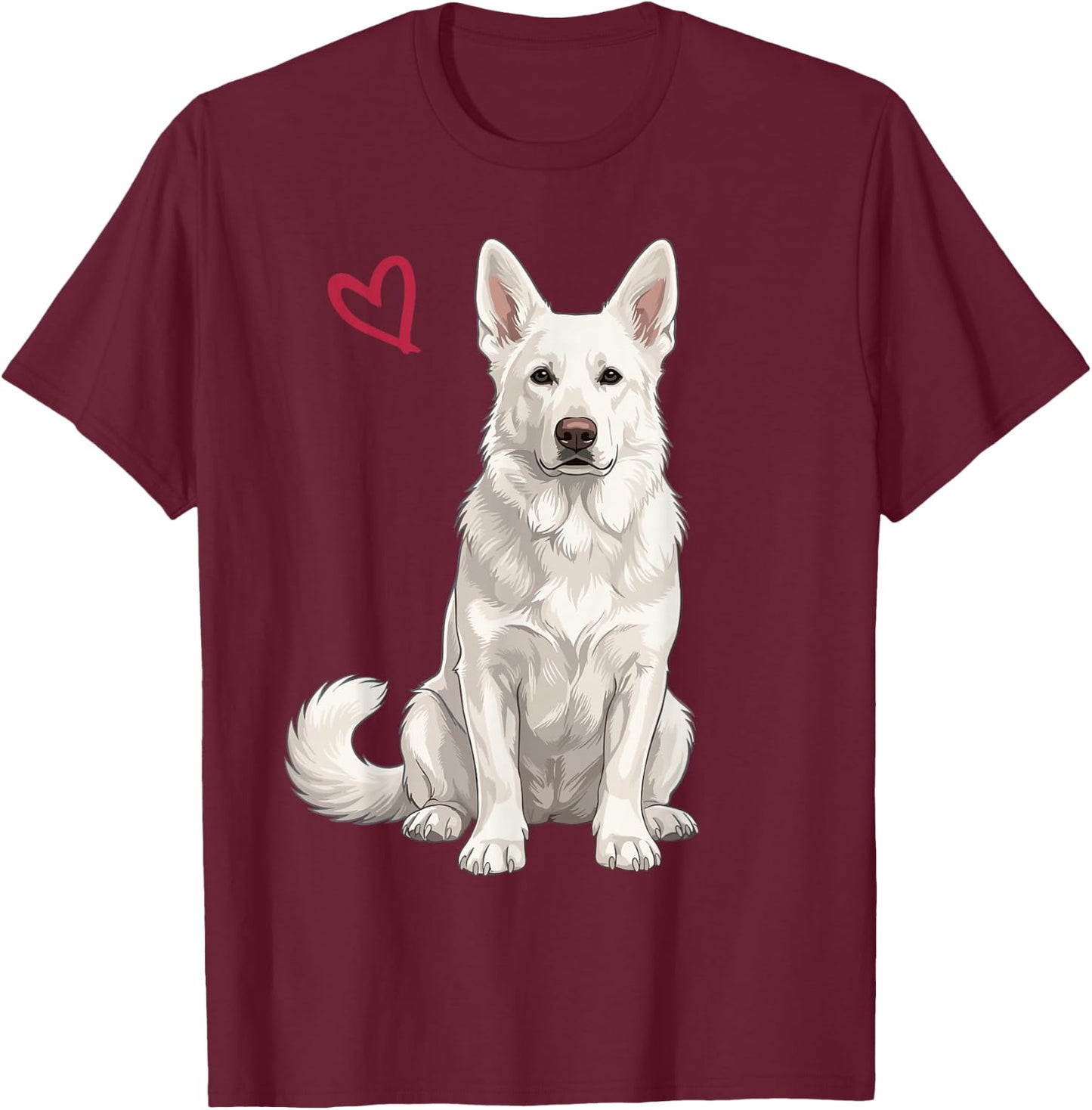 White German Shepherd T-Shirt - T-Shirt | Maroon