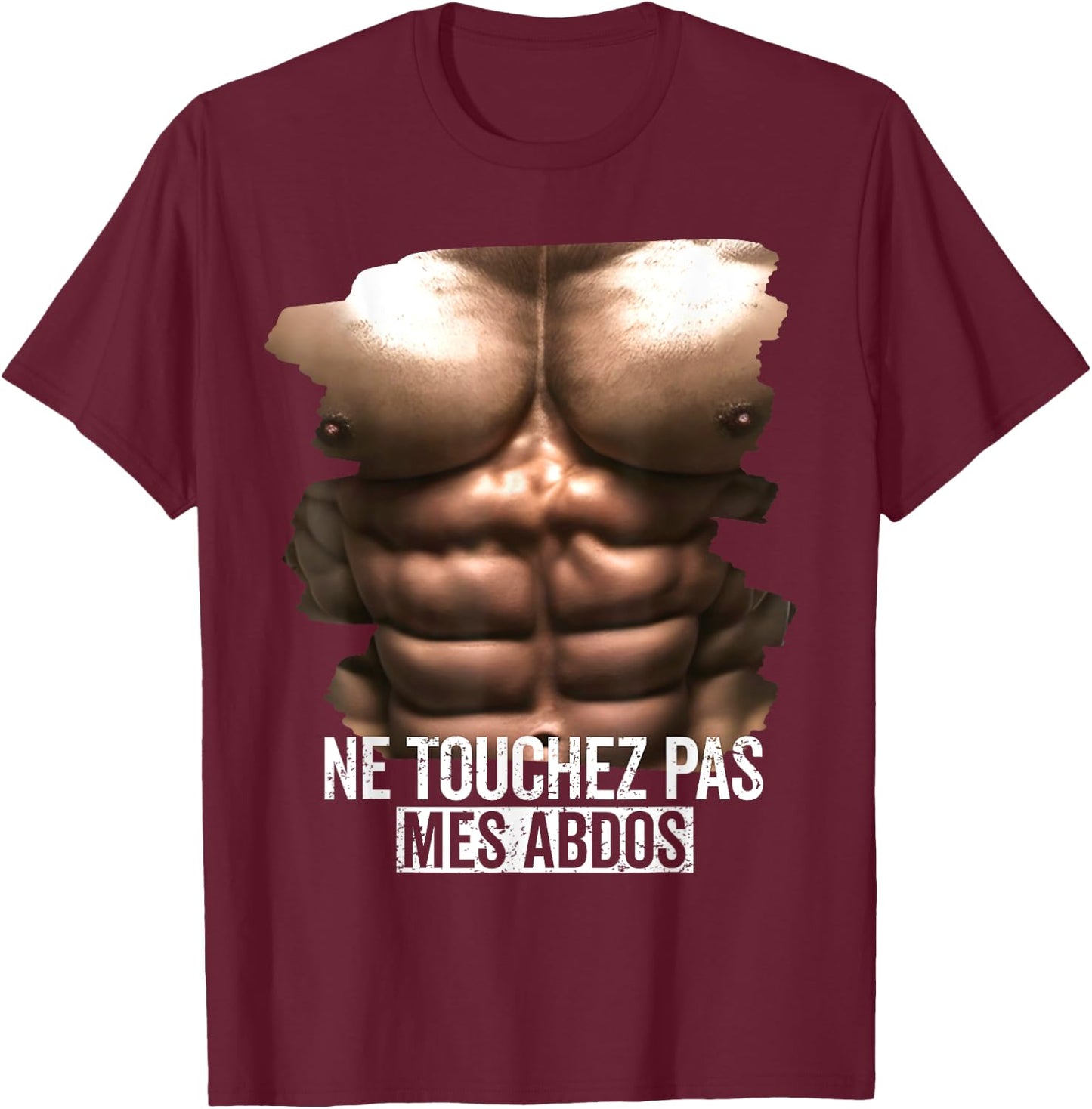 Fake Abs Humor Fake Muscle, Sixpack and Fake Ab Funny , Black, S T-Shirt - T-Shirt | Maroon
