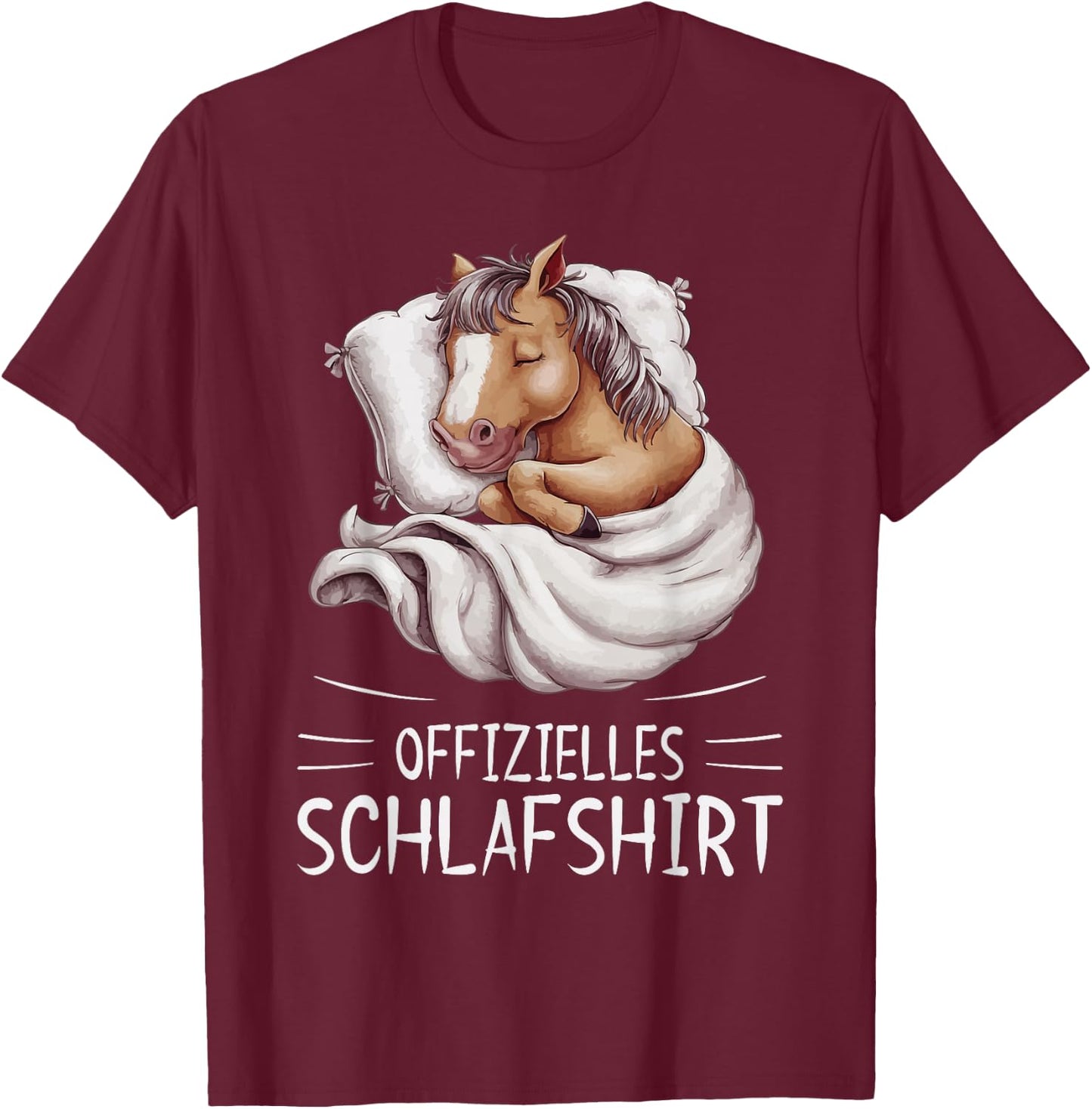 Official Sleep Shirt Horse Pyjamas , black T-Shirt - T-Shirt | Maroon
