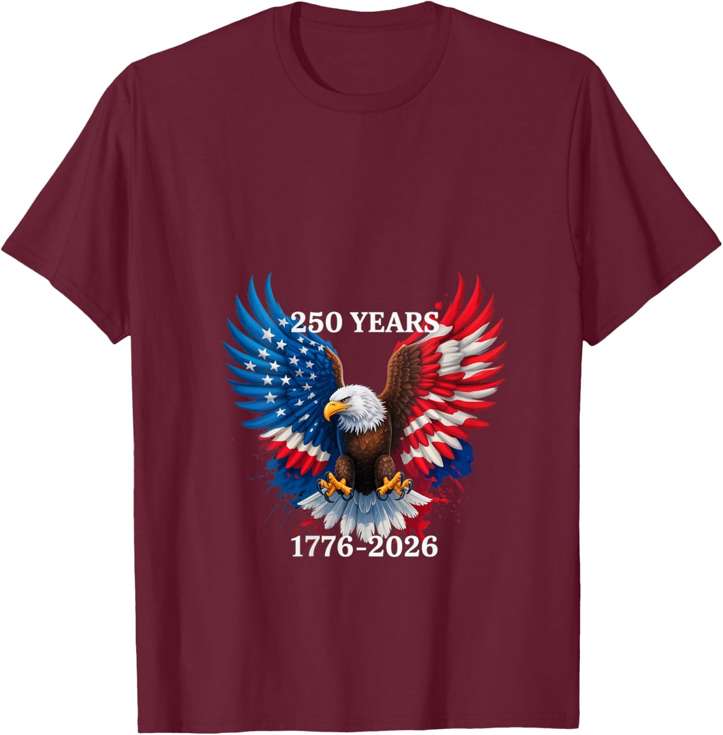 Women's 250 Years American 1776 2026 250th USA Birthday 4th of July V-Neck T-Shirt - T-Shirt | Maroon
