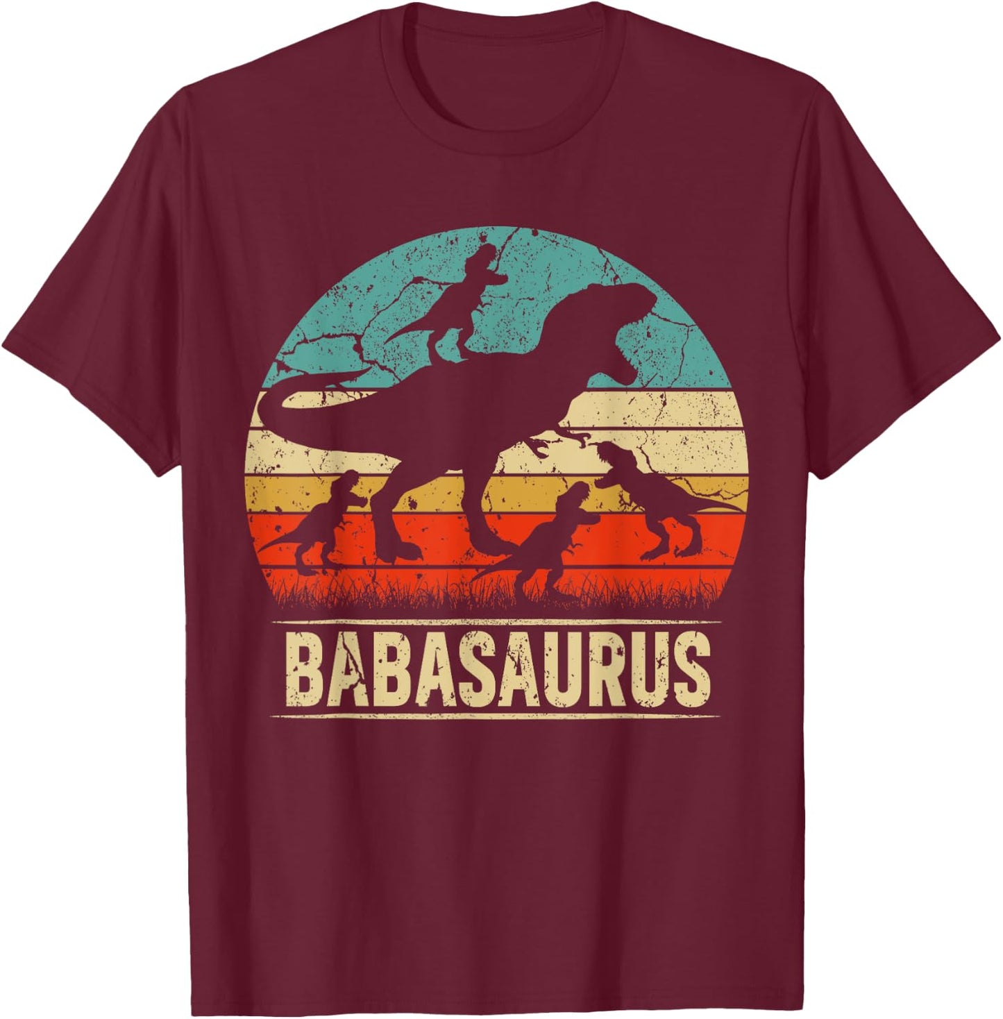 Baba Dinosaur T Rex Babasaurus 4 kids Family Matching T-Shirt - T-Shirt | Maroon
