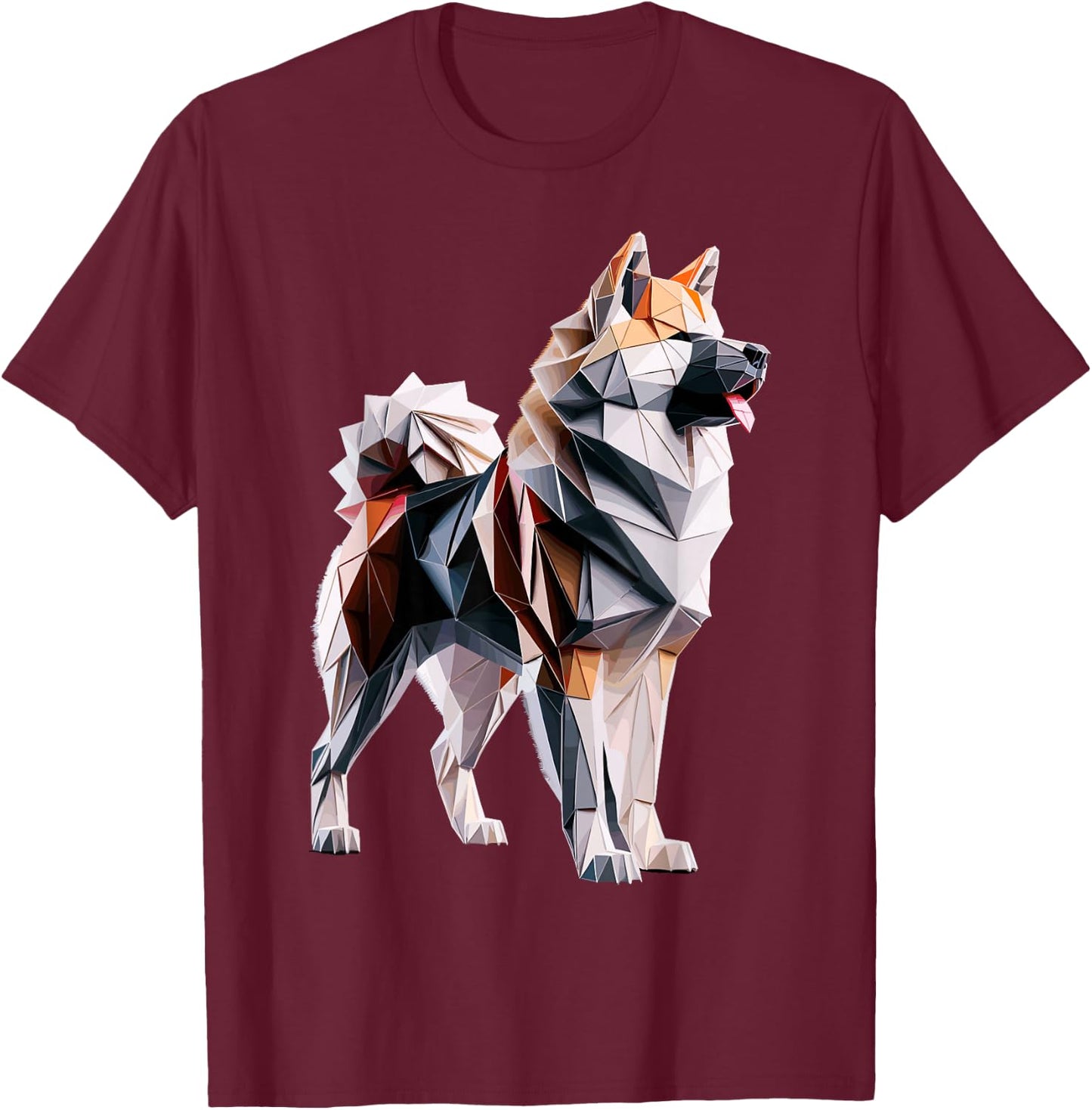 Origami Art Japanese Akita Inu T-Shirt - T-Shirt | Maroon