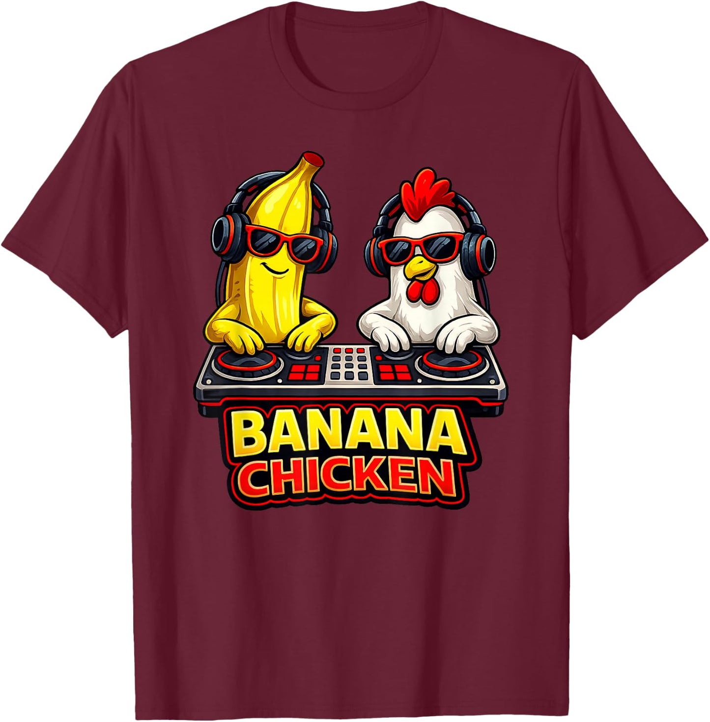 Chicken Banana Boys Kids Youth Funny T-Shirt - T-Shirt | Maroon