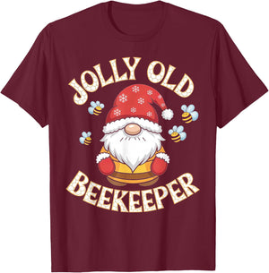 Jolly Old Beekeeper Christmas Gnome Fun T-Shirt - T-Shirt | Maroon