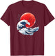 Hokusai Big Wave Japanese Man Woman Kanagawa , Black, S T-Shirt - T-Shirt | Maroon