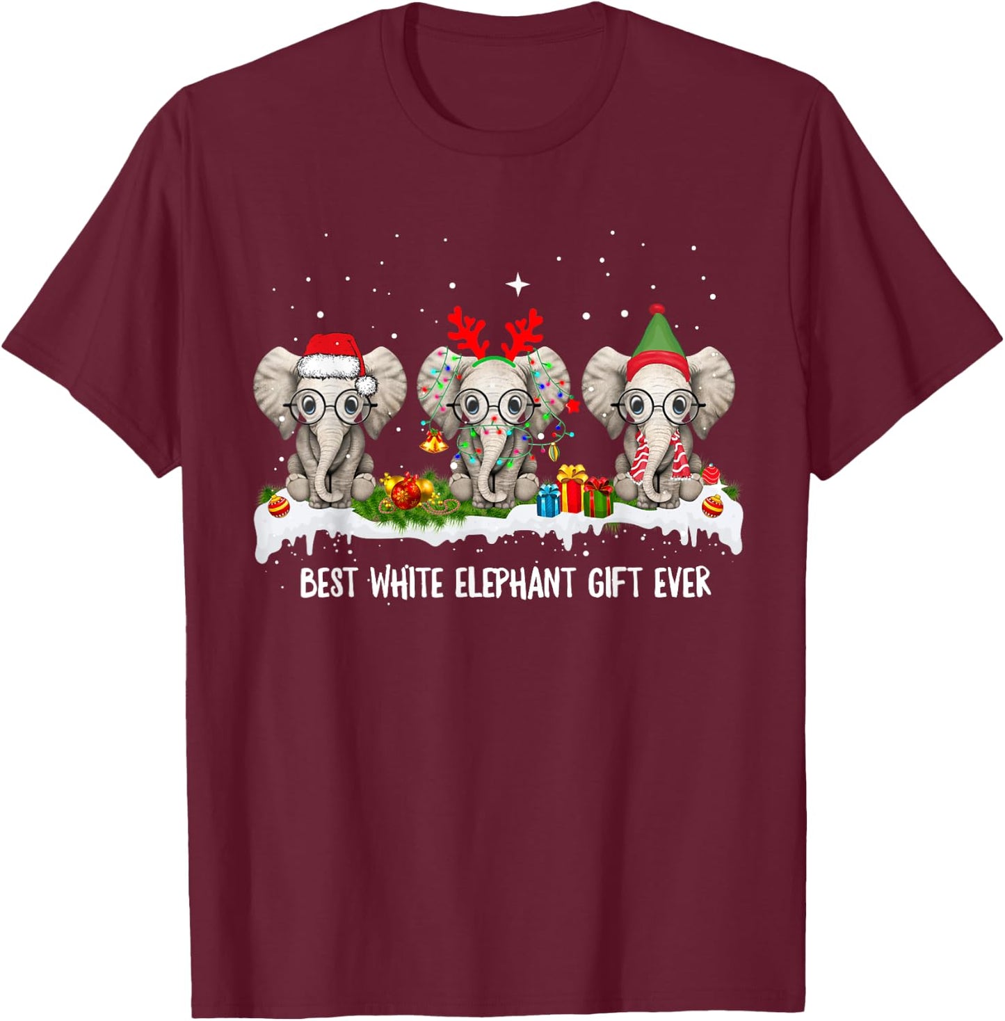 Best White Elephant Gift Ever Funny For Merry Christmas T-Shirt - T-Shirt | Maroon