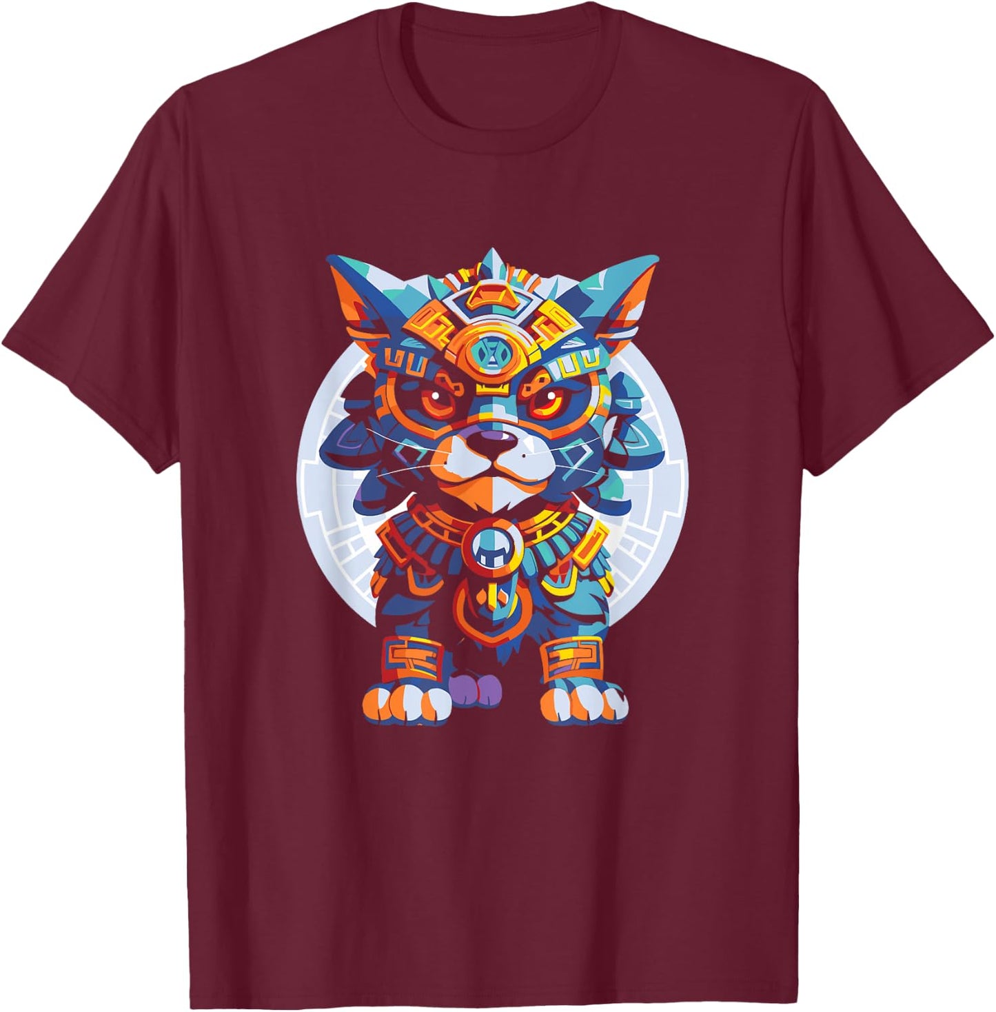 Aztec Jaguar Warrior Aztec Culture Mayan Indigenous T-Shirt - T-Shirt | Maroon
