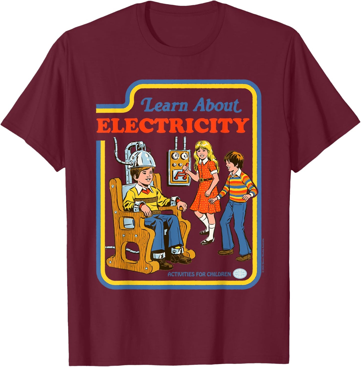 Learn About Electricity Sarcastic Retro Funny Adult Humor T-Shirt - T-Shirt | Maroon