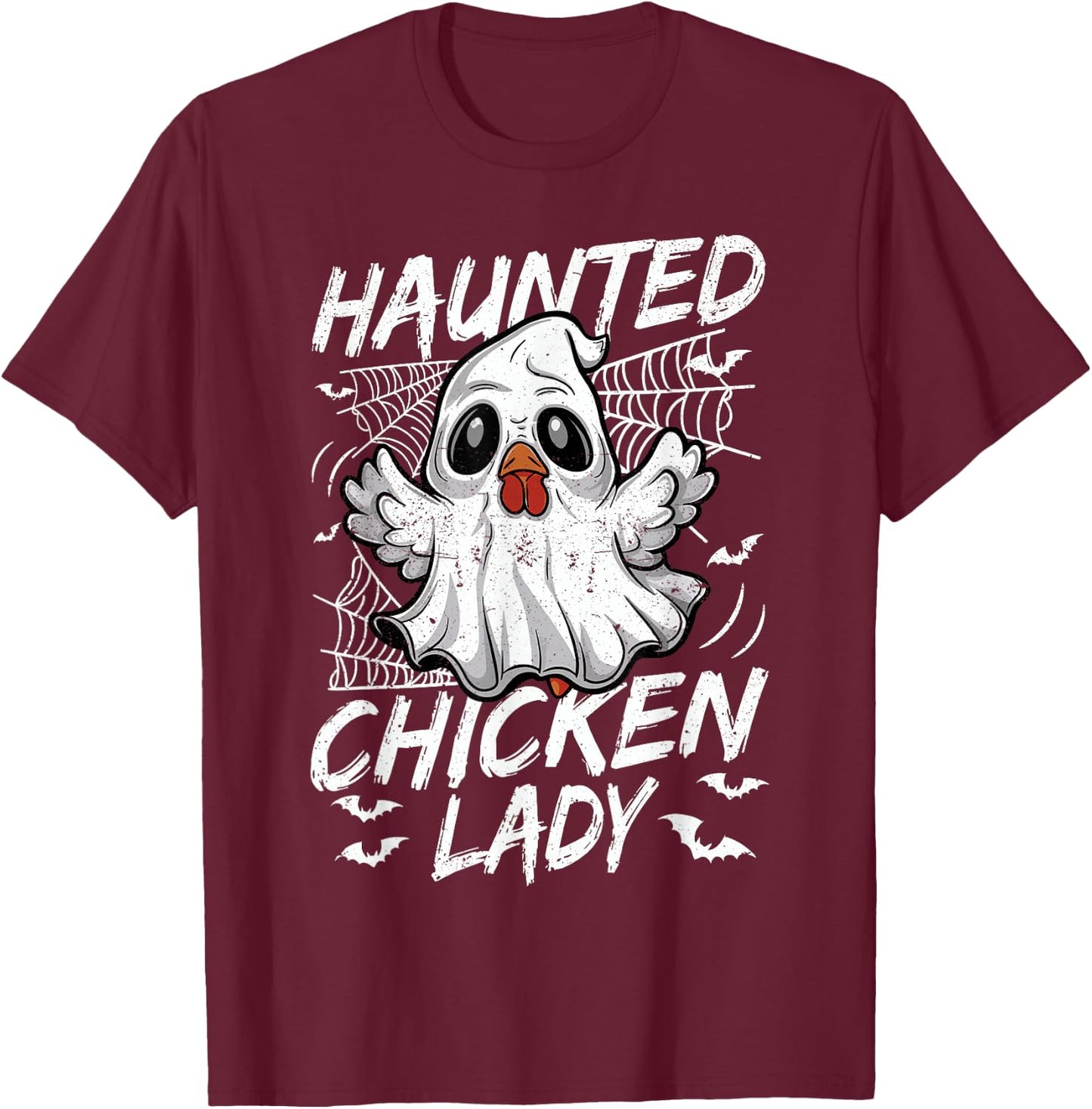 Halloween Chicken Ghost Haunted Chicken Lady Women T-Shirt - T-Shirt | Maroon