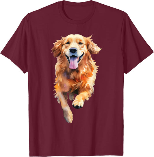 Golden Retriever Illustration Art - Dog Owner Pet Lover Men Women Girls Kids T-Shirt - T-Shirt | Maroon