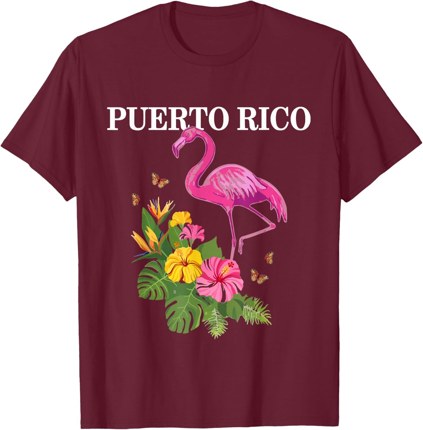 Puerto Rico Flamingo Pride Puerto Rican Souvenir Vintage T-Shirt - T-Shirt | Maroon