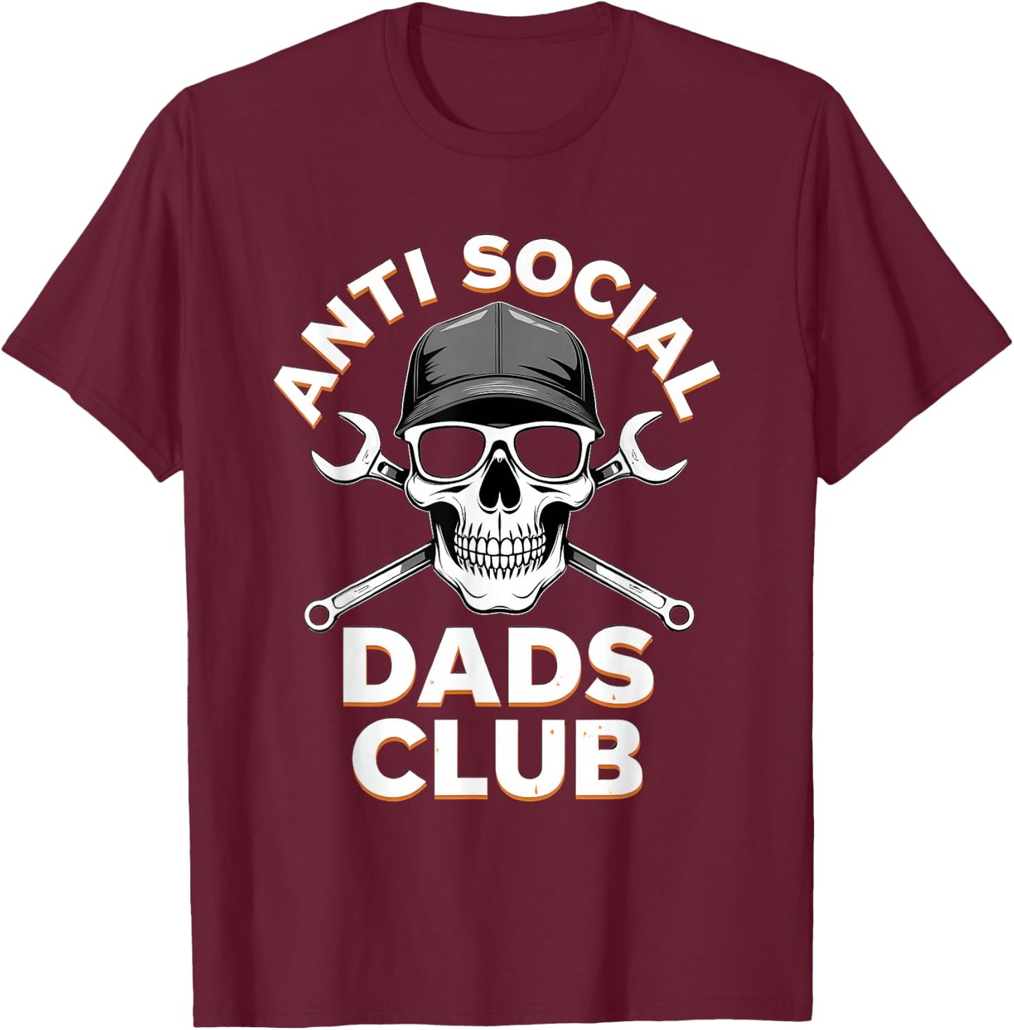 Fathers Day Gift Anti Social Dads Club T-Shirt - T-Shirt | Maroon