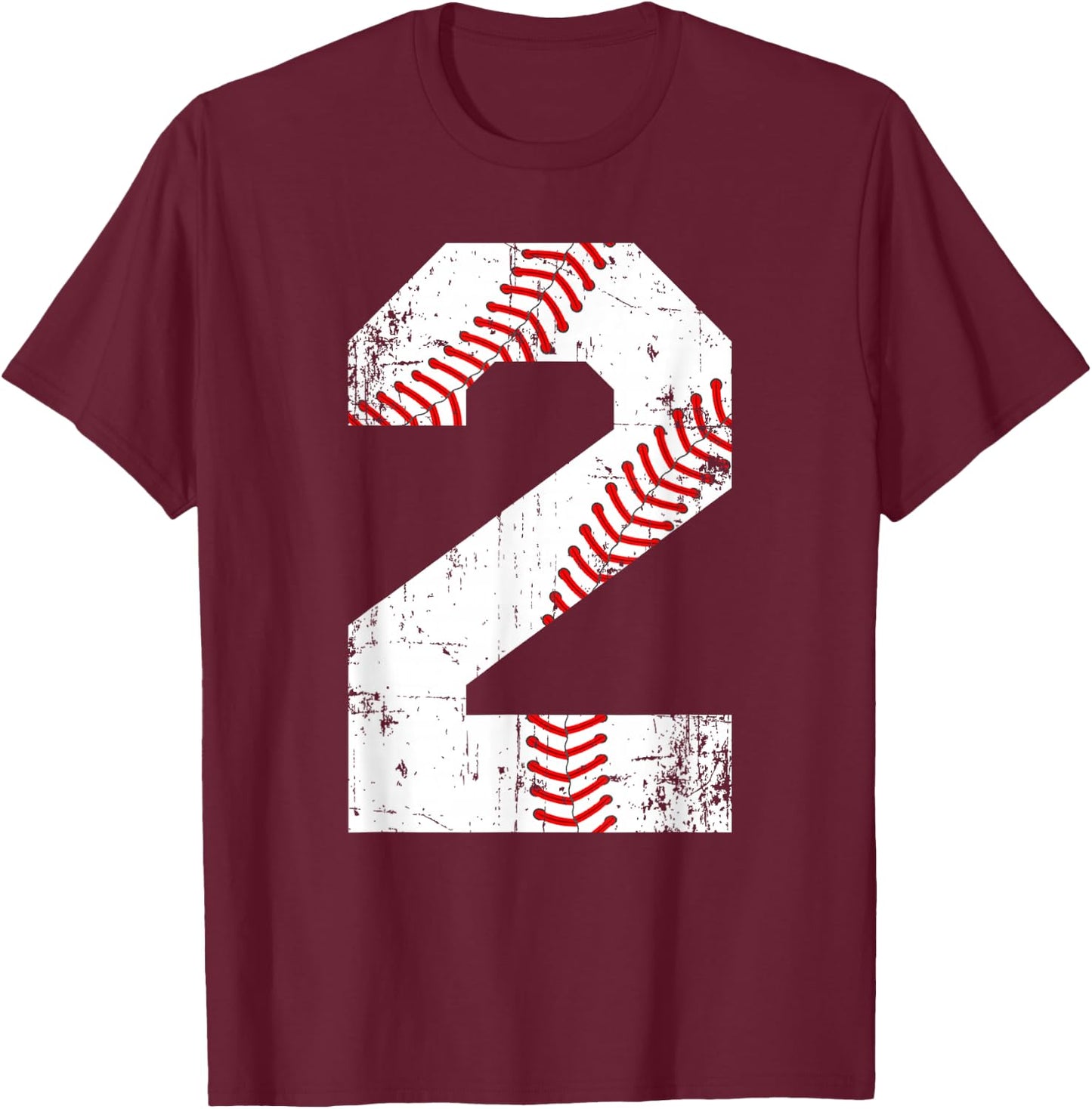 Vintage Baseball 2 Jersey Number T-Shirt - T-Shirt | Maroon