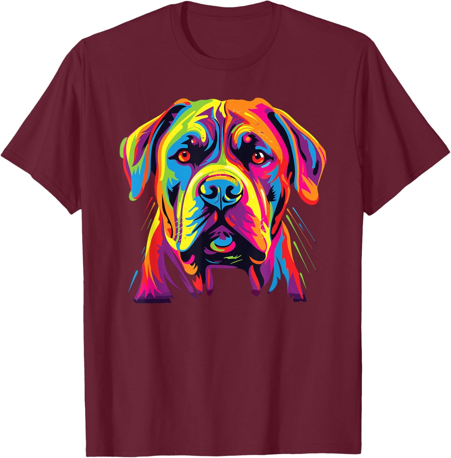 Watercolor Colorful Boerboel Dog Men Women Kids T-Shirt - T-Shirt | Maroon