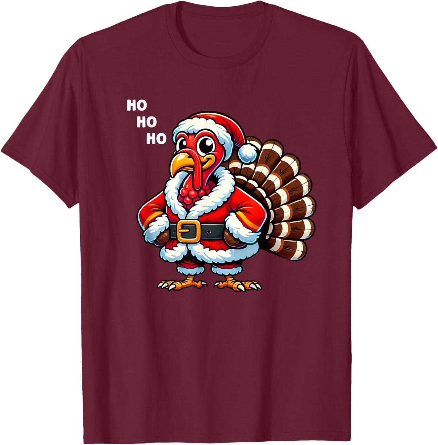Merry Thanksmas Thanksgiving Turkey Xmas Funny Kids Men T-Shirt - T-Shirt | Maroon