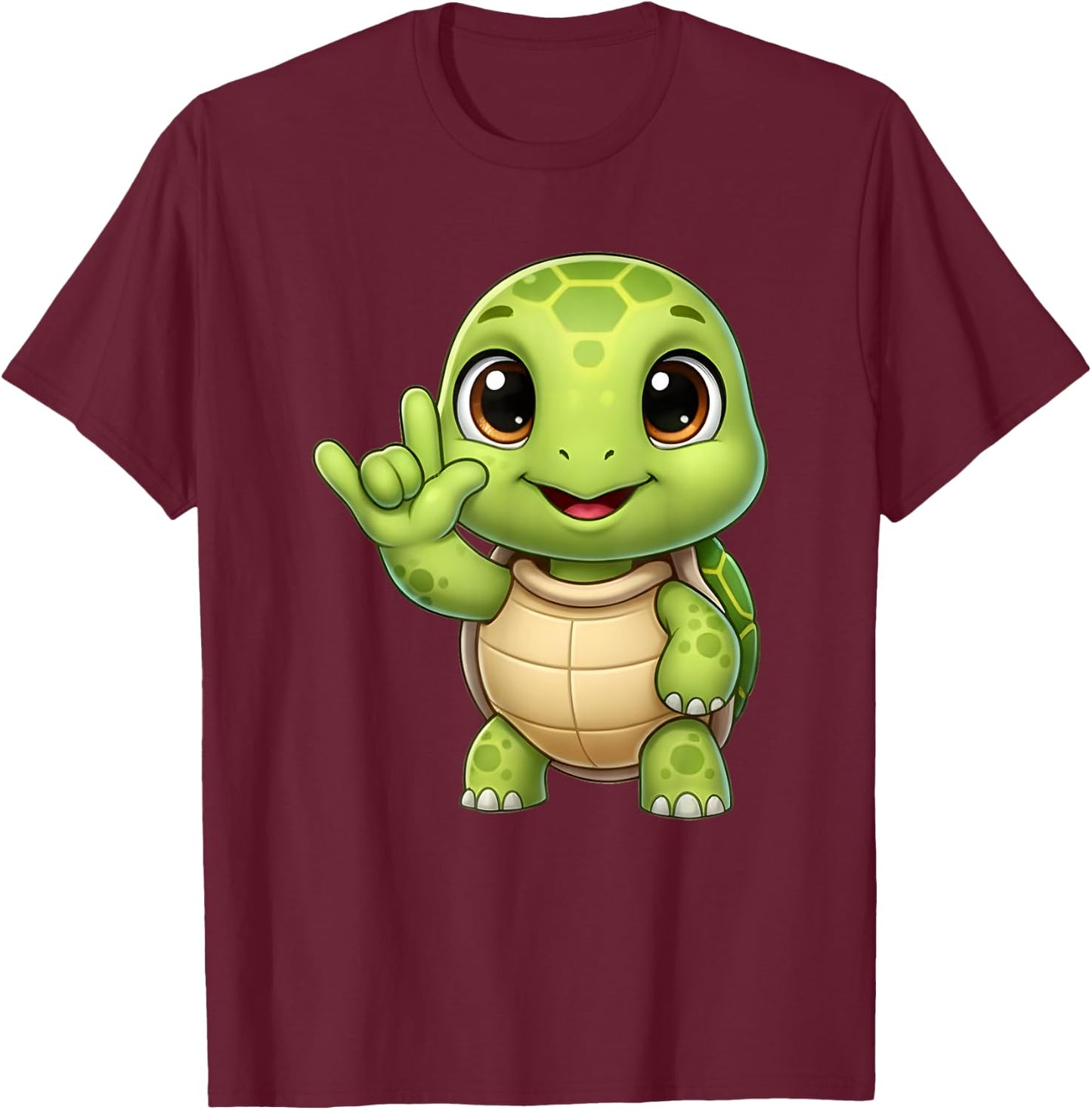 Turtle Love You ASL Sign Language Cute Sea Turtle T-Shirt - T-Shirt | Maroon