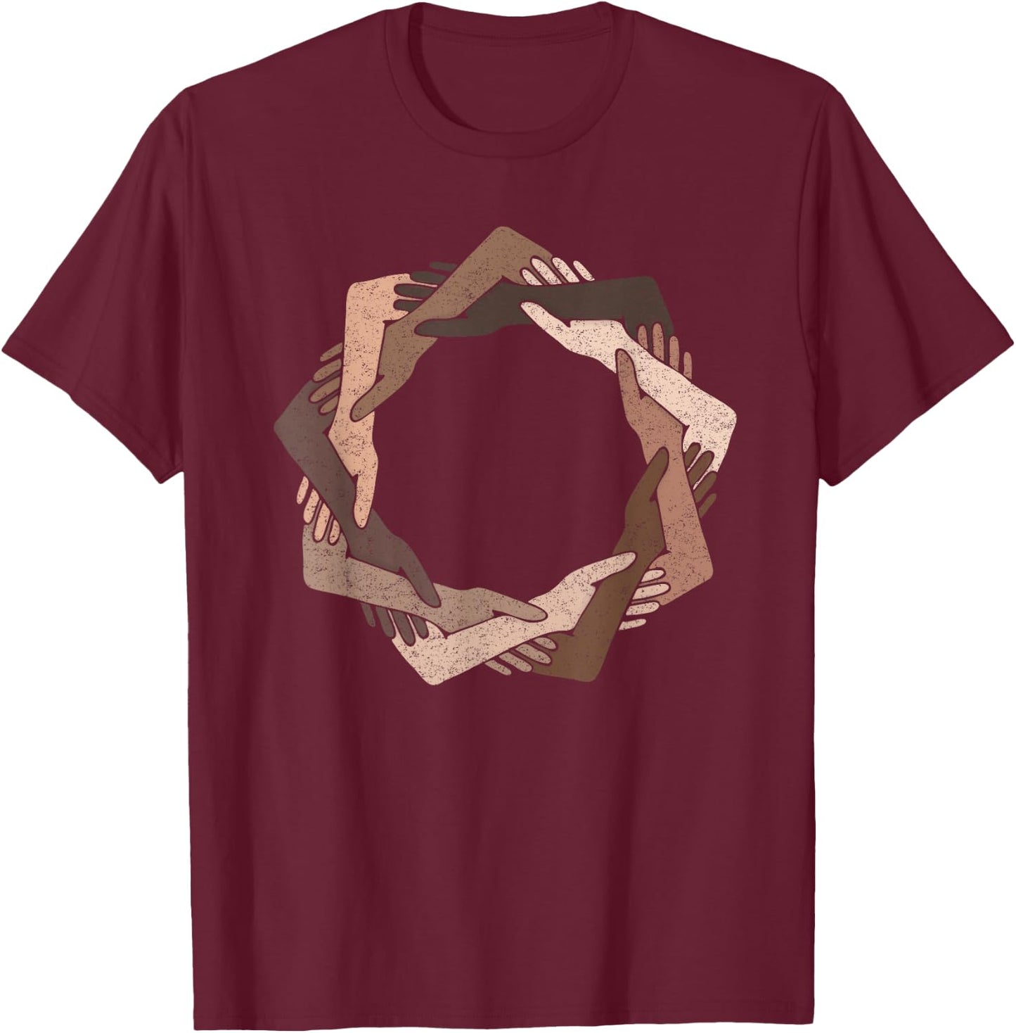 We Are One Human Family Nine Pointed Star - Baha'i Clothing T-Shirt - T-Shirt | Maroon