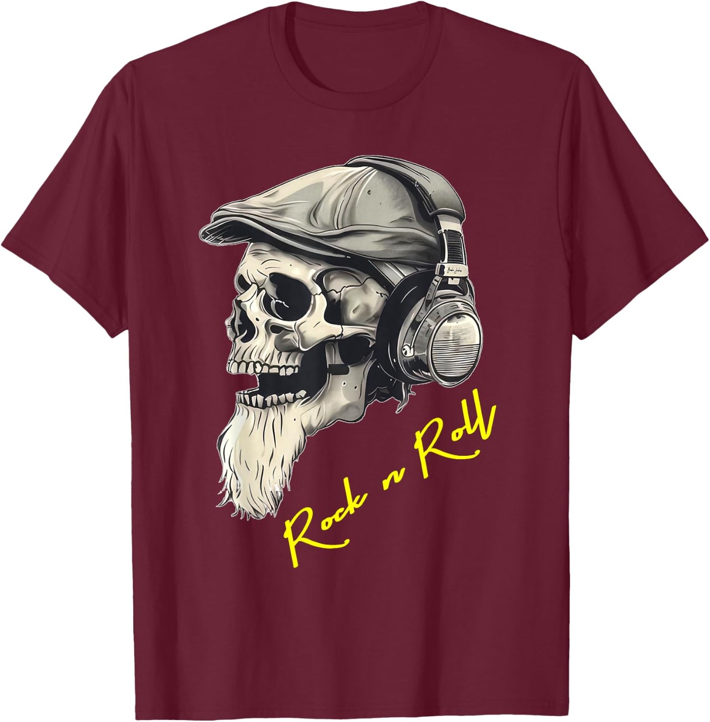 Rock n Roll Hardrock Skull Musique Tête de mort Cadeau T-Shirt - T-Shirt | Maroon