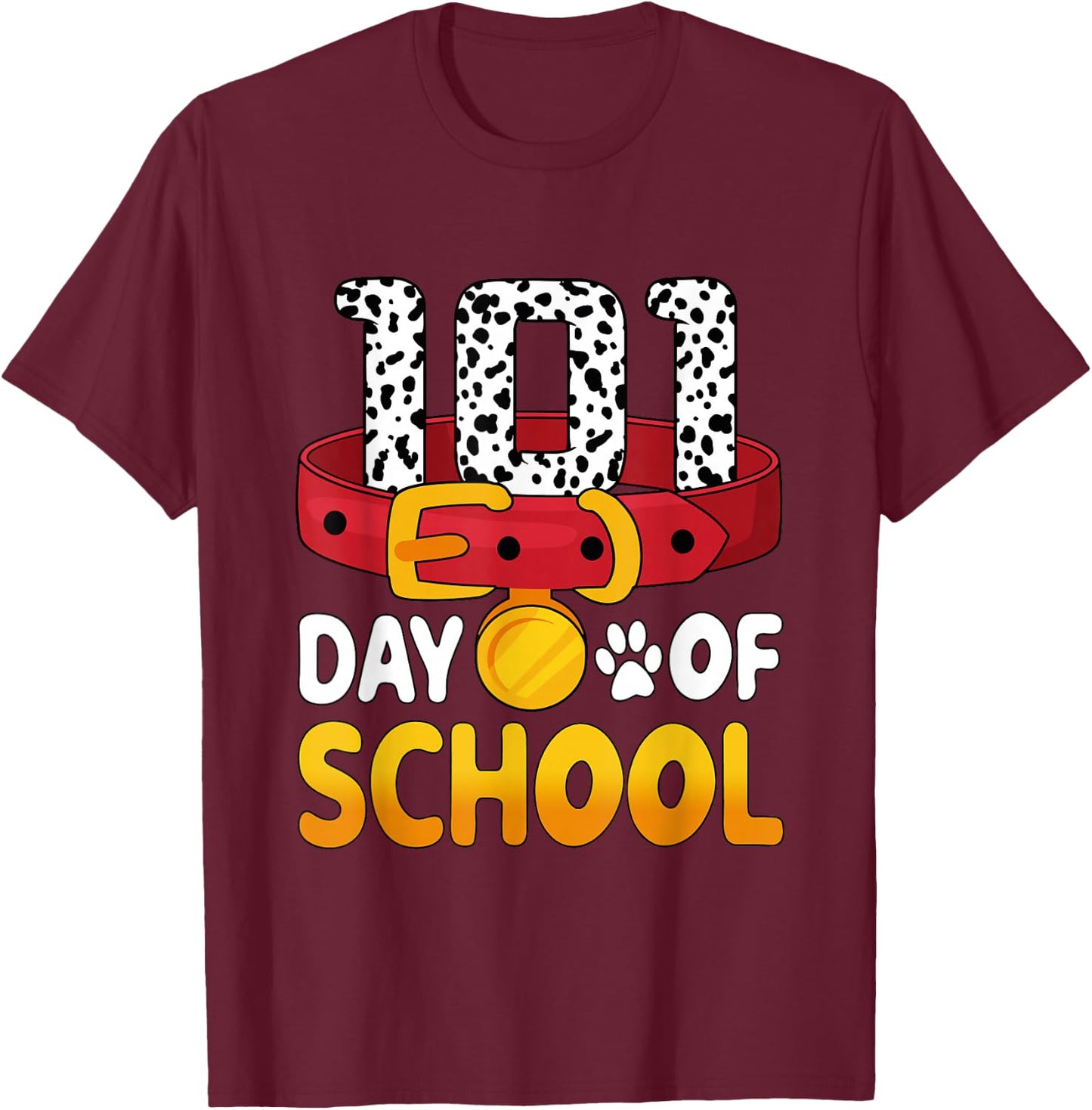 100 Days Of School Dalmatian Dog Boy Kid 100th Day Of School T-Shirt - T-Shirt | Maroon