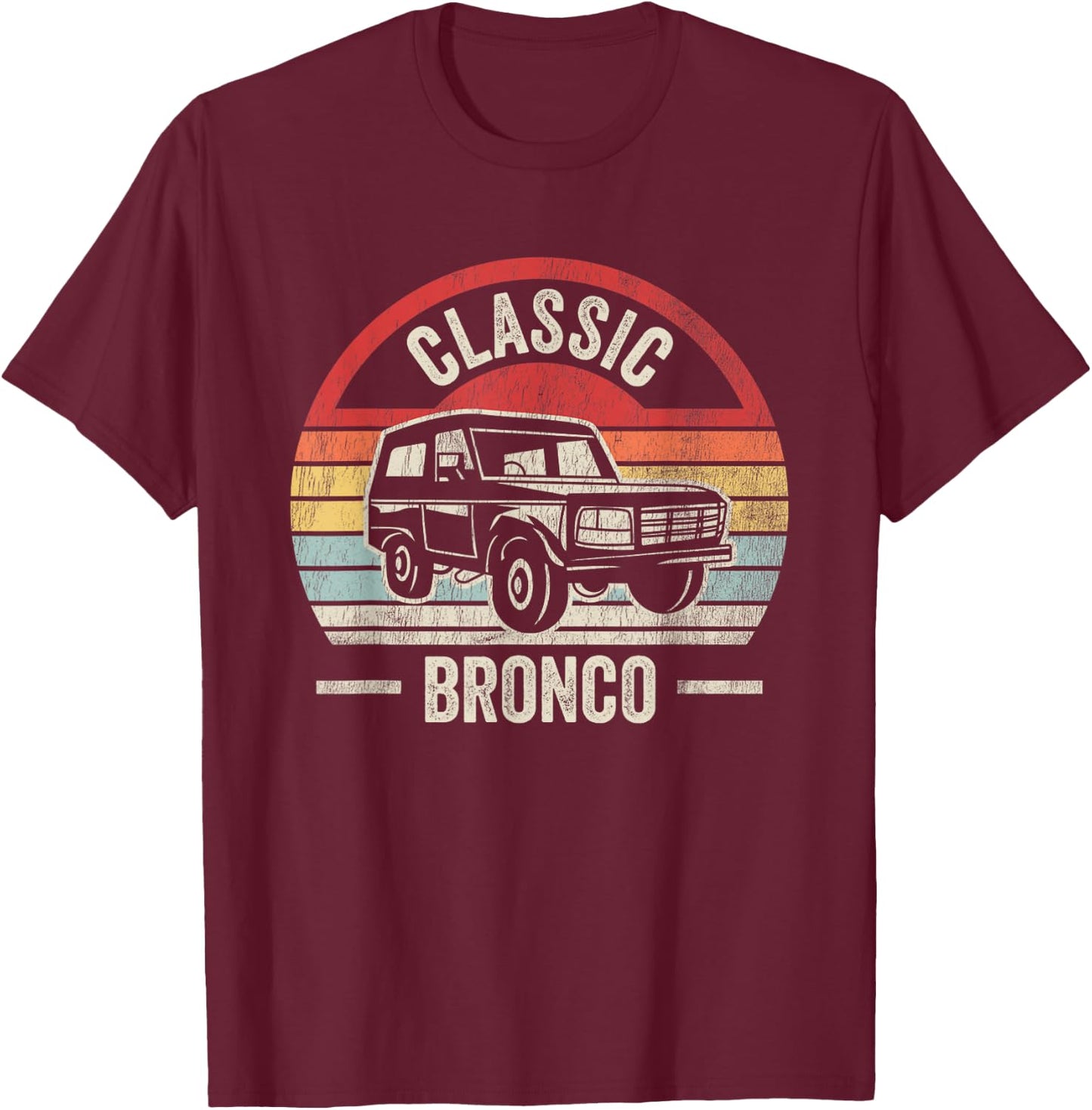 Classic Bronco Vintage Car Retro Adventure T-Shirt - T-Shirt | Maroon