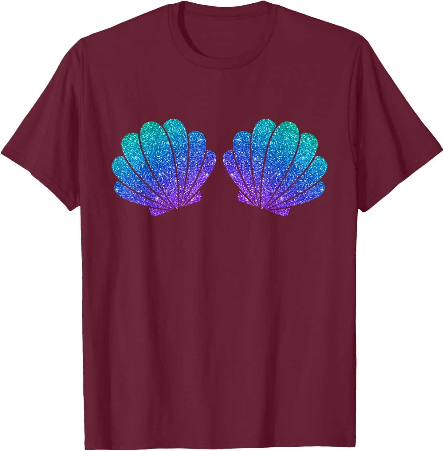 Mermaid Sea Shell Bra Costume T-Shirt - T-Shirt | Maroon