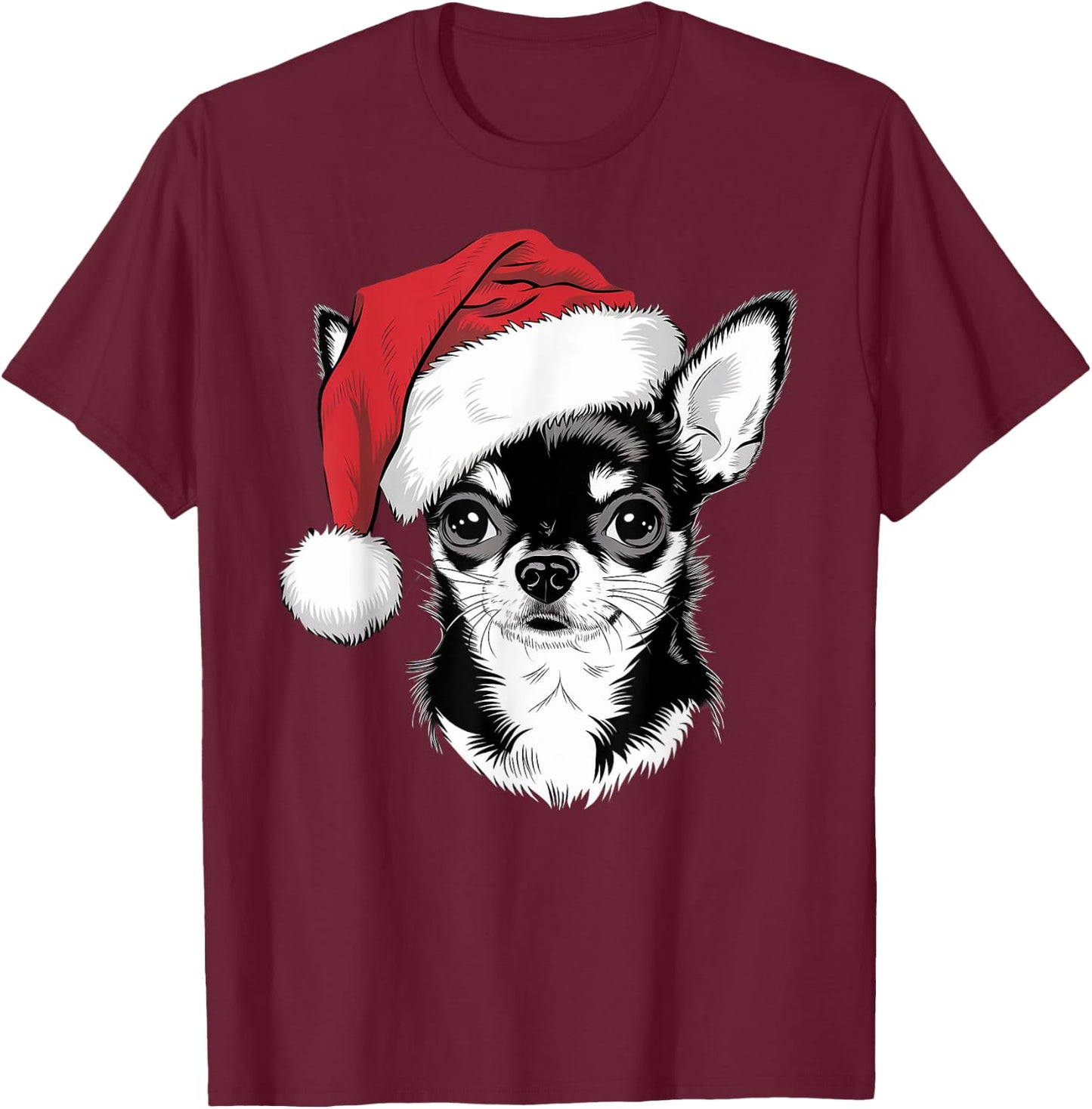 Joyful Chihuahua Santa Dog on Chihuahua Christmas Women Kids T-Shirt - T-Shirt | Maroon