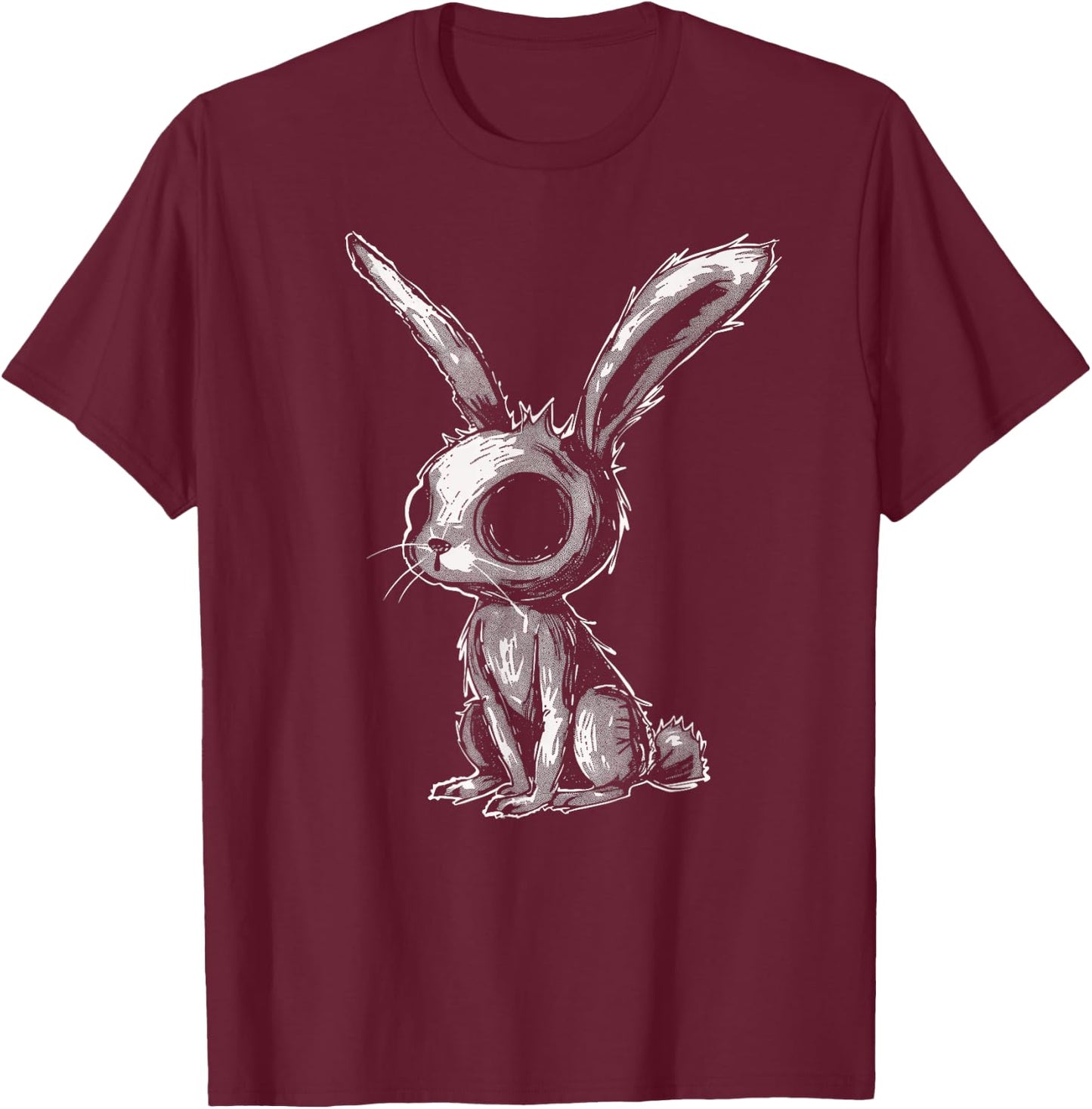 Weird Bunny Rabbit Alt Goth Grunge Horror Creepy Aesthetic T-Shirt - T-Shirt | Maroon