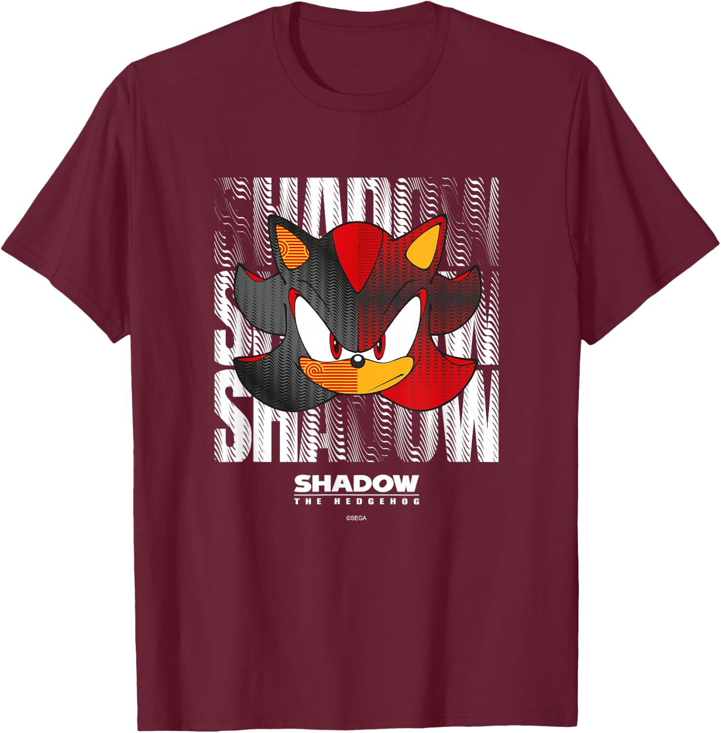 Sonic The Hedgehog, Shadow The Hedgehog - Geomaze T-Shirt - T-Shirt | Maroon