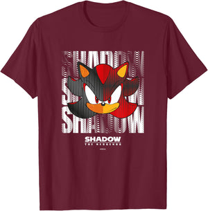 Sonic The Hedgehog, Shadow The Hedgehog - Geomaze T-Shirt - T-Shirt | Maroon