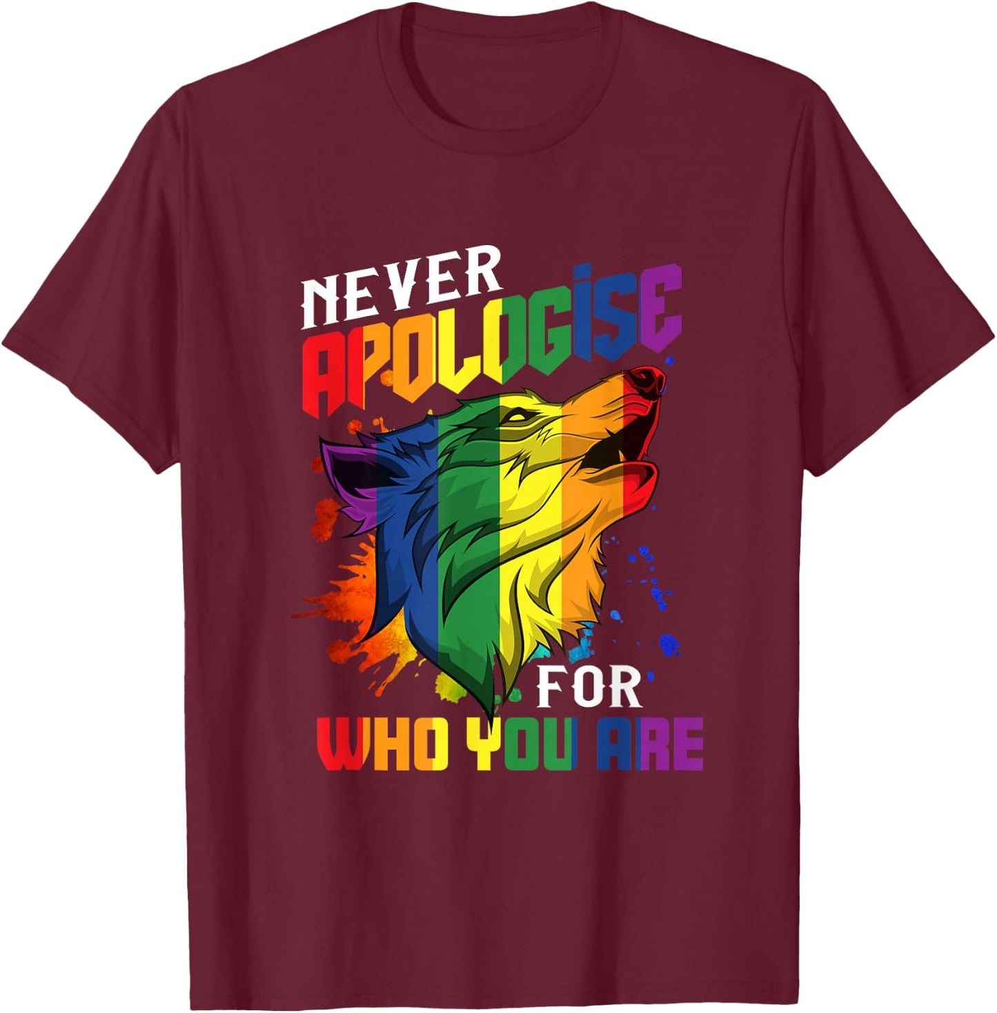 Schwule Wölfe Rainbow Wolfs Skin Gay Pride LGBT T-Shirt - T-Shirt | Maroon
