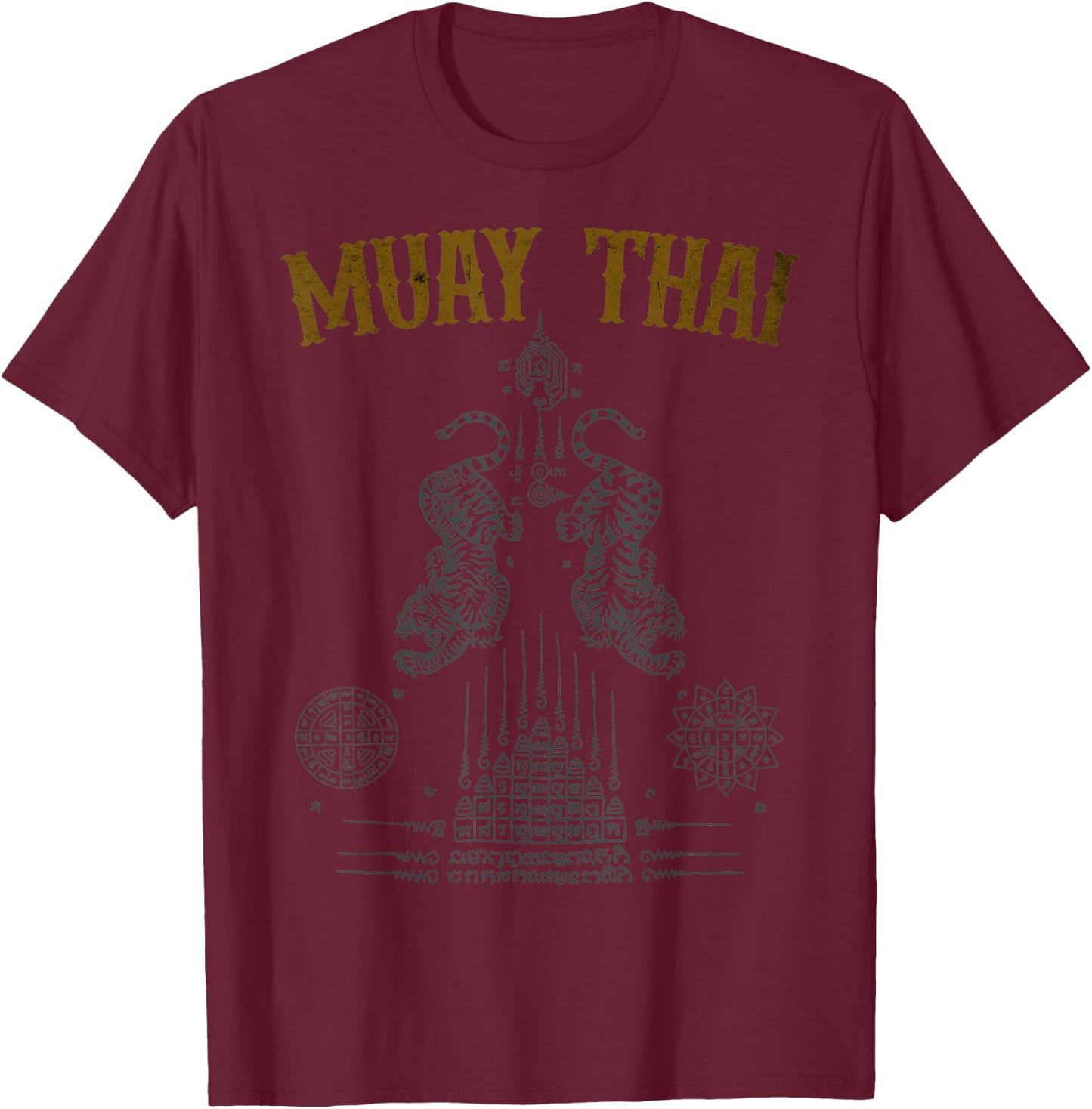 Tattoo Muay Thai Buddha Kickboxing Cultural Asian Sak Yant , Black, S T-Shirt - T-Shirt | Maroon