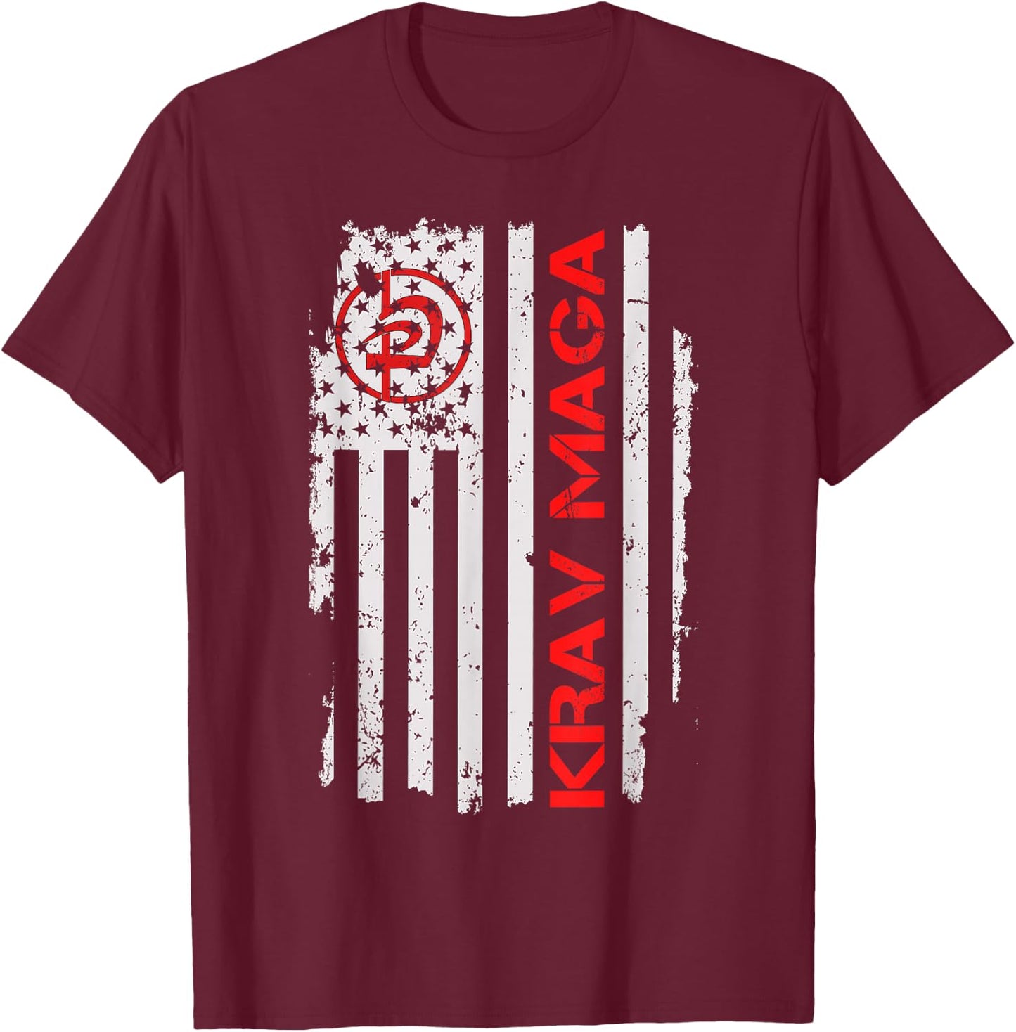 Krav Maga USA American Flag Symbol Fan Vintage T-Shirt - T-Shirt | Maroon