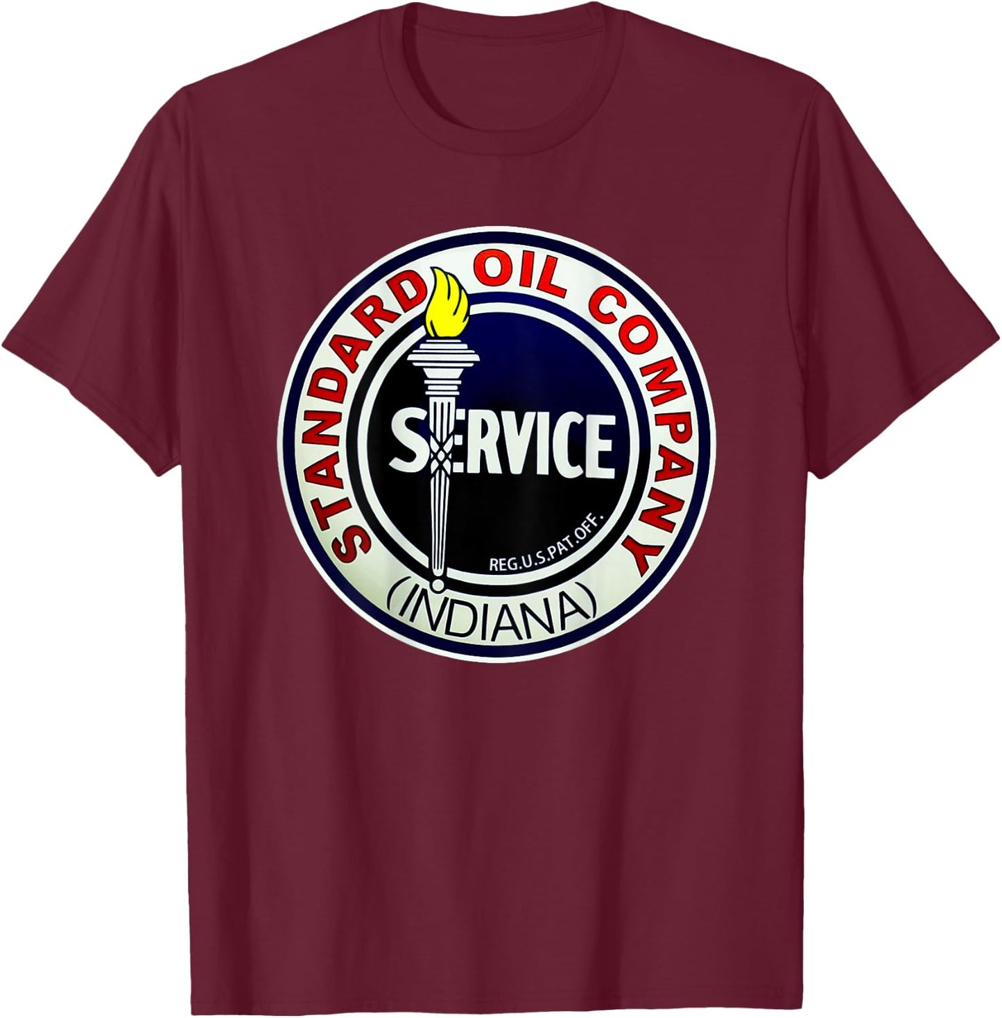 Back Print Only Retro Vintage Gas Station Standard Motor Oil T-Shirt - T-Shirt | Maroon