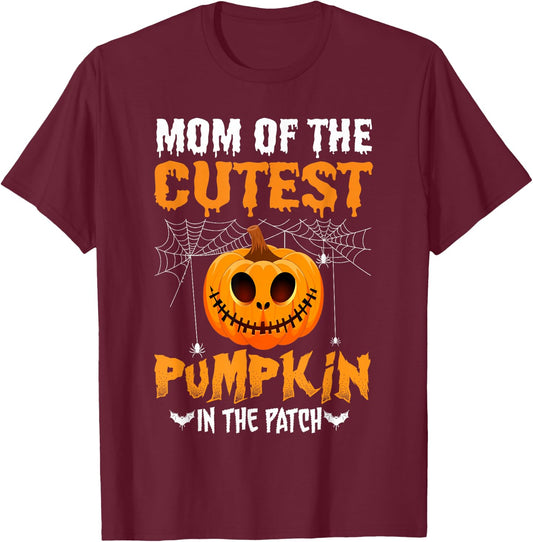 Mom of The Cutest Pumpkin in The Patch Mom Halloween T-Shirt - T-Shirt | Maroon