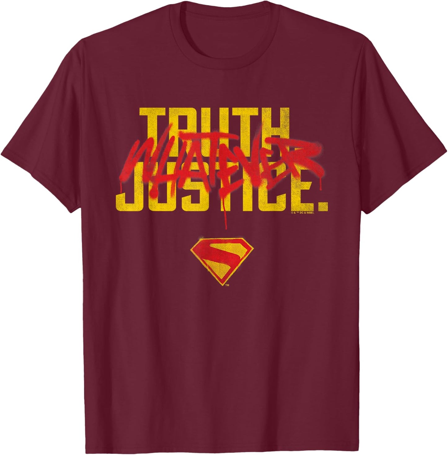 Supergirl 2026 Truth Justice Whatever Graffiti T-Shirt - T-Shirt | Maroon